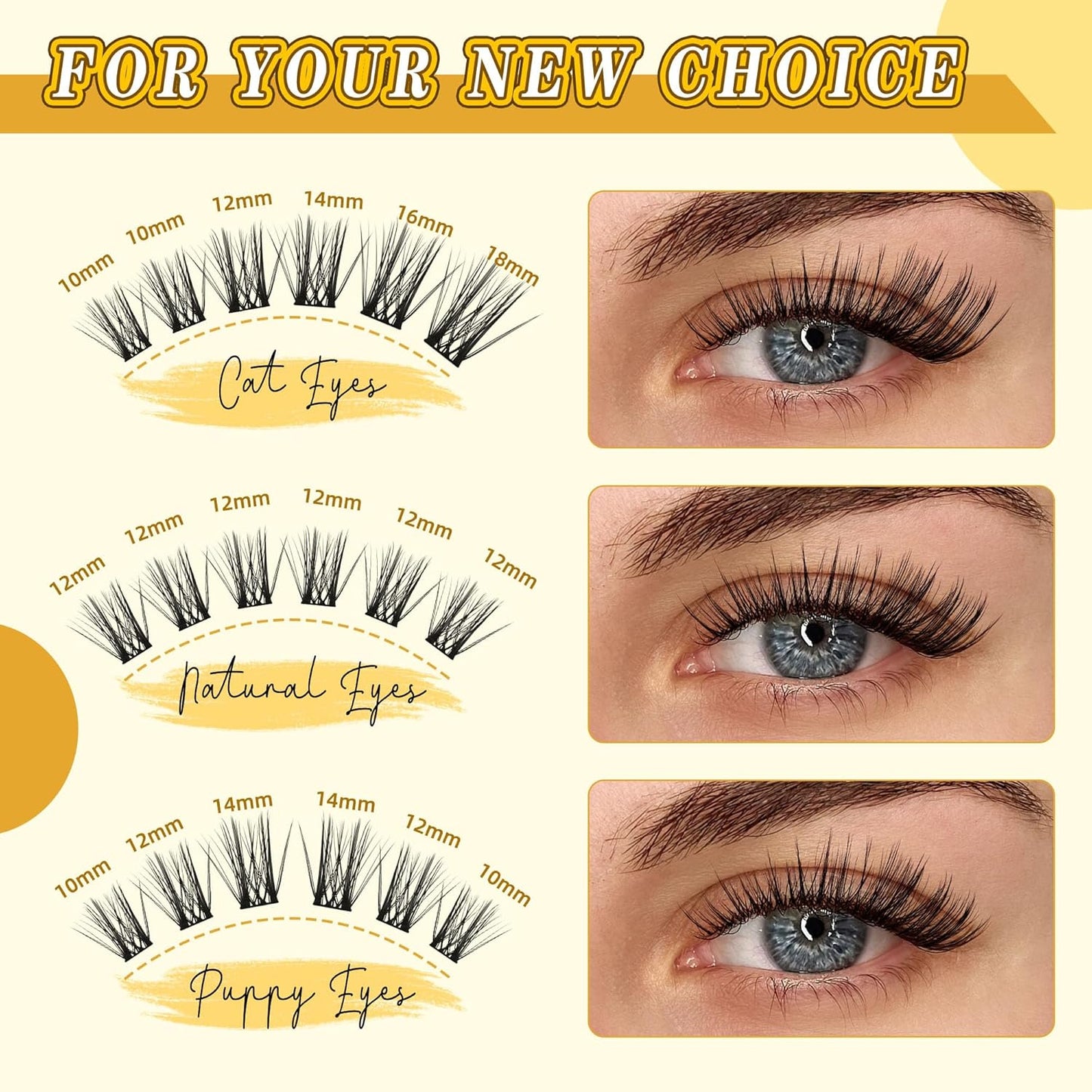 Eyelash Cluster 10-18mm Wispy Eyelash Clusters D Curl DIY Lash Extension Natural Lash Clusters Individual Lashes (LF03 Lashes Only)