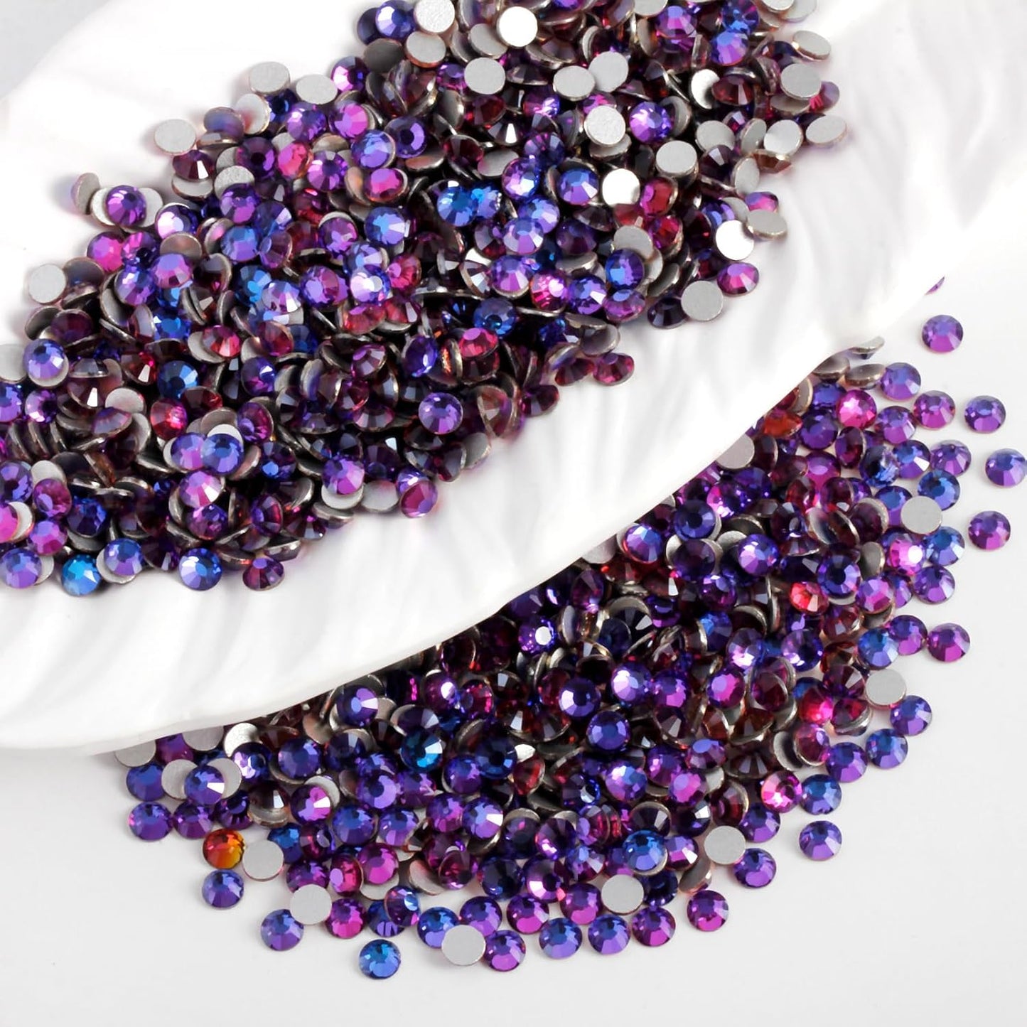 2000 PCS SS16 Flatback Rhinestones,12-Facet Diamond-Cut Glass Gems for Nail Art,Clothing,DIY Crafts,Glue-On Decoration Stones with Silver Backing,Purple Velvet