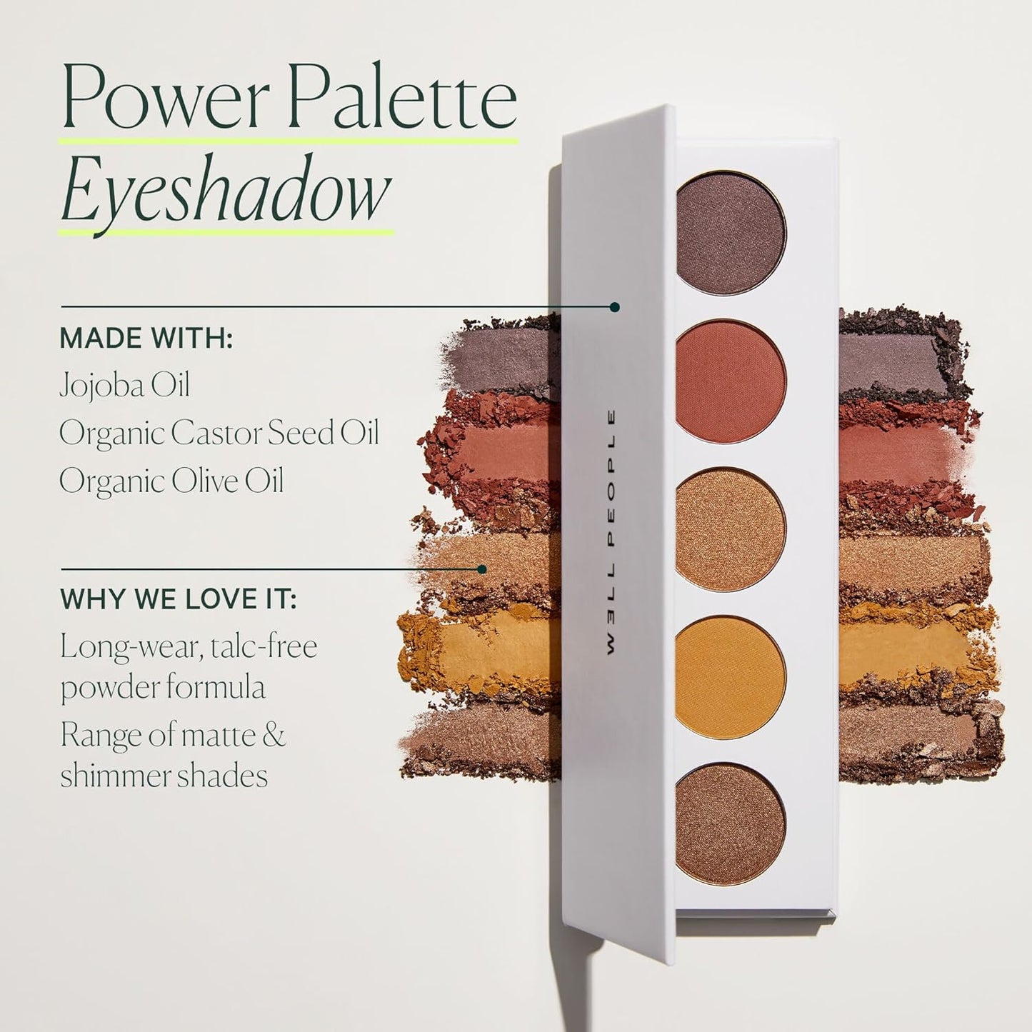 Well People Power Palette Eyeshadow, Five Long-wear, Hyper-pigmented Matte & Shimmer Shades For Intense Color, Vegan & Cruelty-free, Violet