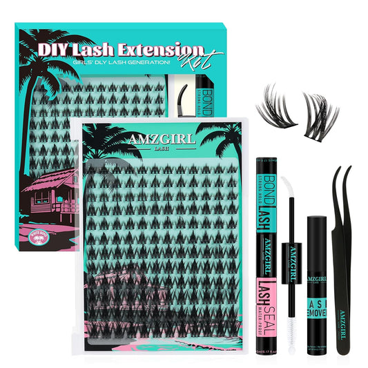 Fairy Eyelash Clusters DIY 144Pcs Lash Extension Kit Natural Lashes Clusters Kit with Lash White Bond and Seal,Lash Remover and Tweezers for Anime Cluster Eyelash Extensions Kit(Holiday,C-Mix8-18mm)
