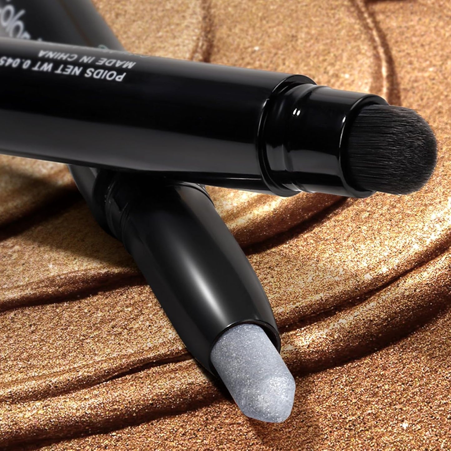 Longwear Cream Eye Shadow Sticks(09 Silver Shimmer),Smudge-Proof, Waterproof Eyeshadow,Silky Formula Glitter With Makeup Brush,Silver Eye Stick