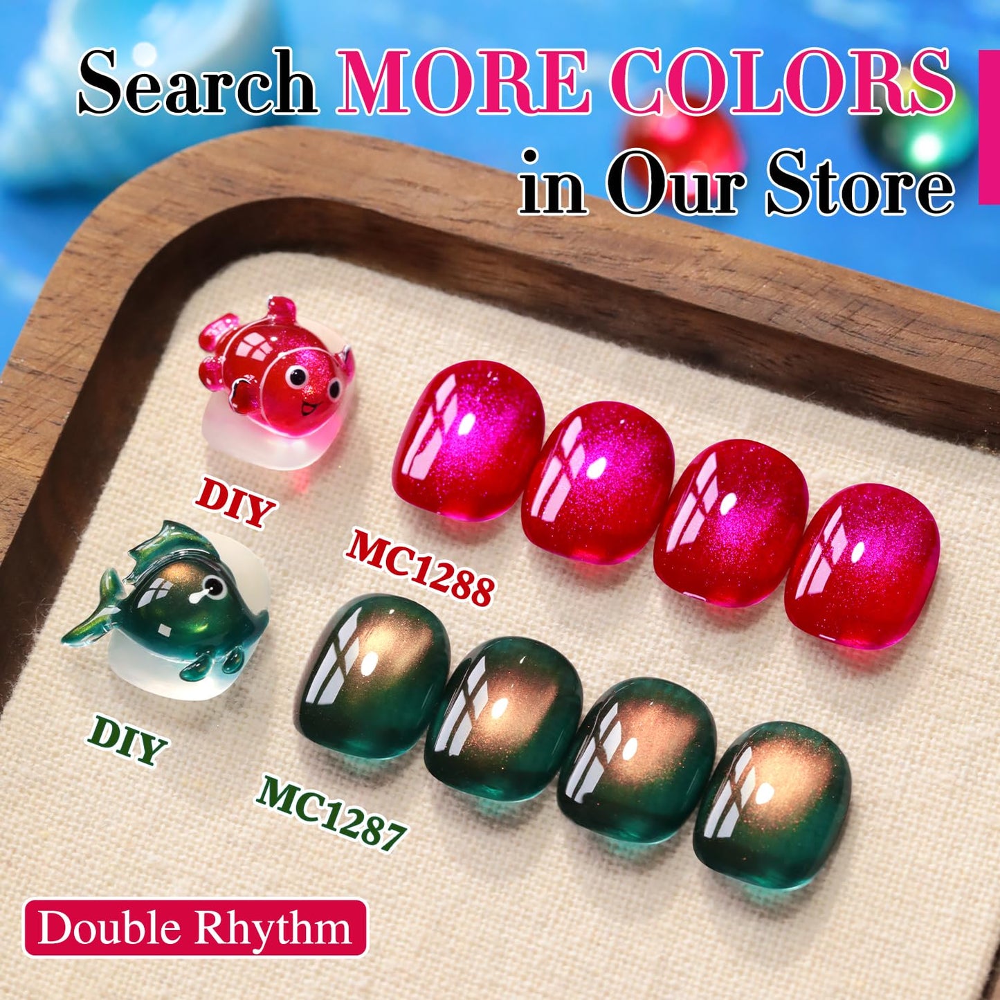 Double Rhythm 0.5 OZ Cat Eye Gel Polish with Magnet 15ML Holographic Glitter Shimmer Translucent Jelly Color Magnetic Gel Polish Salon DIY at Home (Pitaya Purple-MC1288)