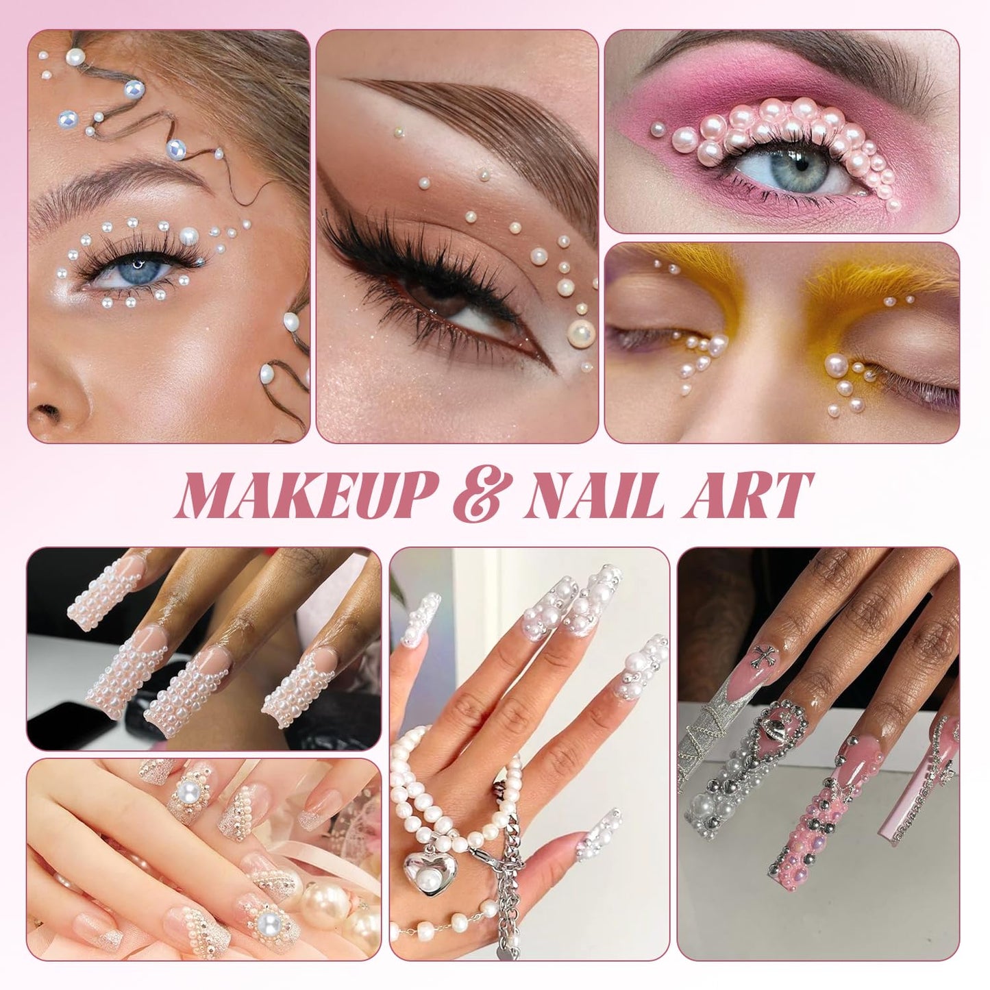 80g Flatback Pearls and Rhinestones for Crafting, Golden Black Mixed Size 3-10mm Resin Rhinestones and Half Pearls for Bedazzling, Nail Art and Decoration with Tweezer and Pickup Pencil