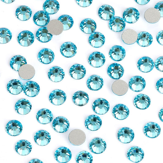 1440Pcs Aquamarine Crystal Rhinestones,Glass Flatback Rhinestones Gemstones Mini for Nail Face Makeup Art Crafts Clothes Decoration - (SS6,2.0mm, Aquamarine)