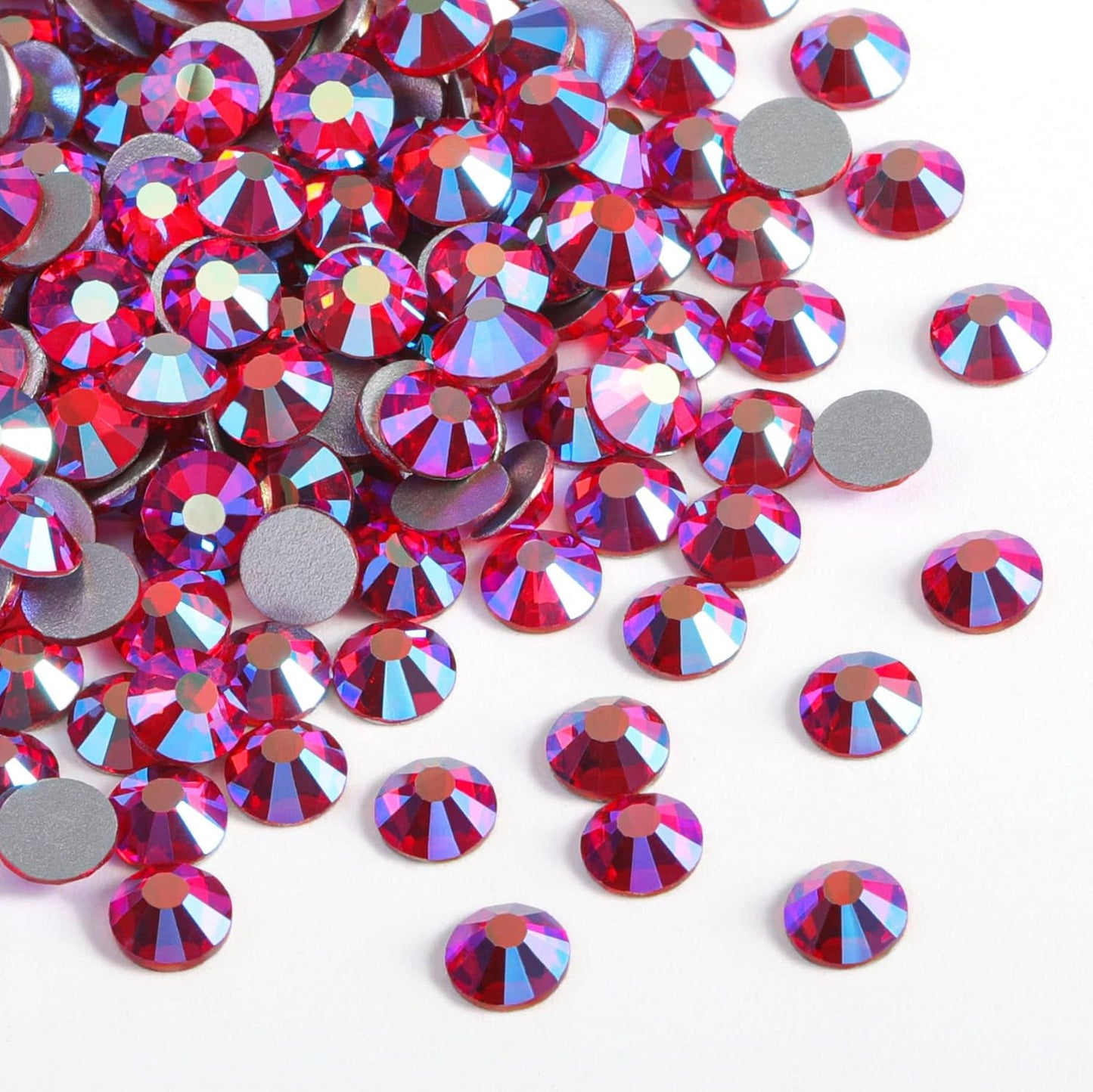 Beadsland 1440 Pieces Flat Back Crystal Rhinestones Round Gems,Light Siam AB,SS6,1.9-2.1mm