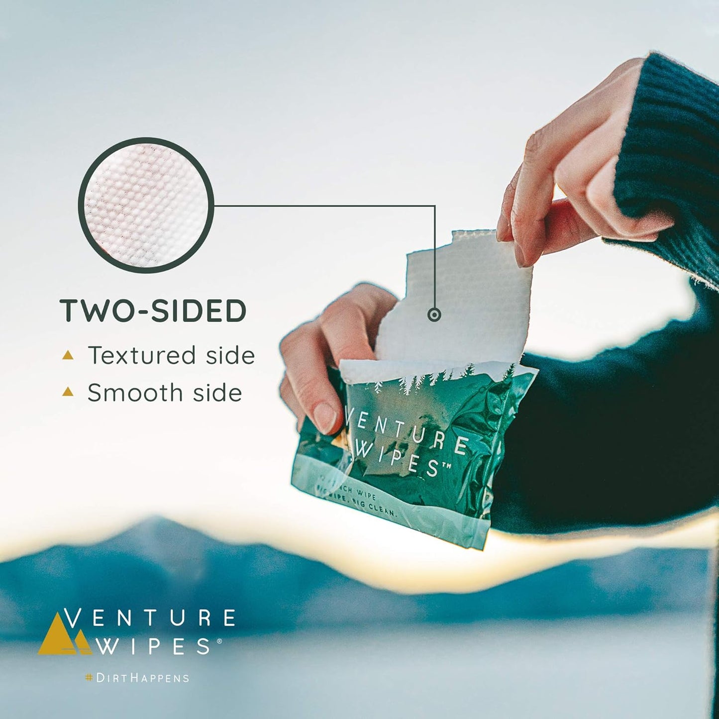 Venture Wipes Tea Tree Oil Body Wipes - Adventure Wipes for Adults - Biodegradable Cleansing With Aloe and Vitamin E - Camping Essentials - Individually Wrapped - 10 Count Bag