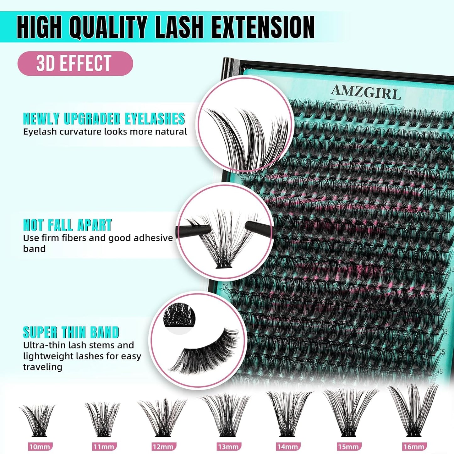Lash Clusters 320Pcs 70D Eyelashes Cluster D Curl Individual Wispy Lashes Cluster for DIY Cluster Eyelash Extensions at Home for Beginners (Mix10-16mm)