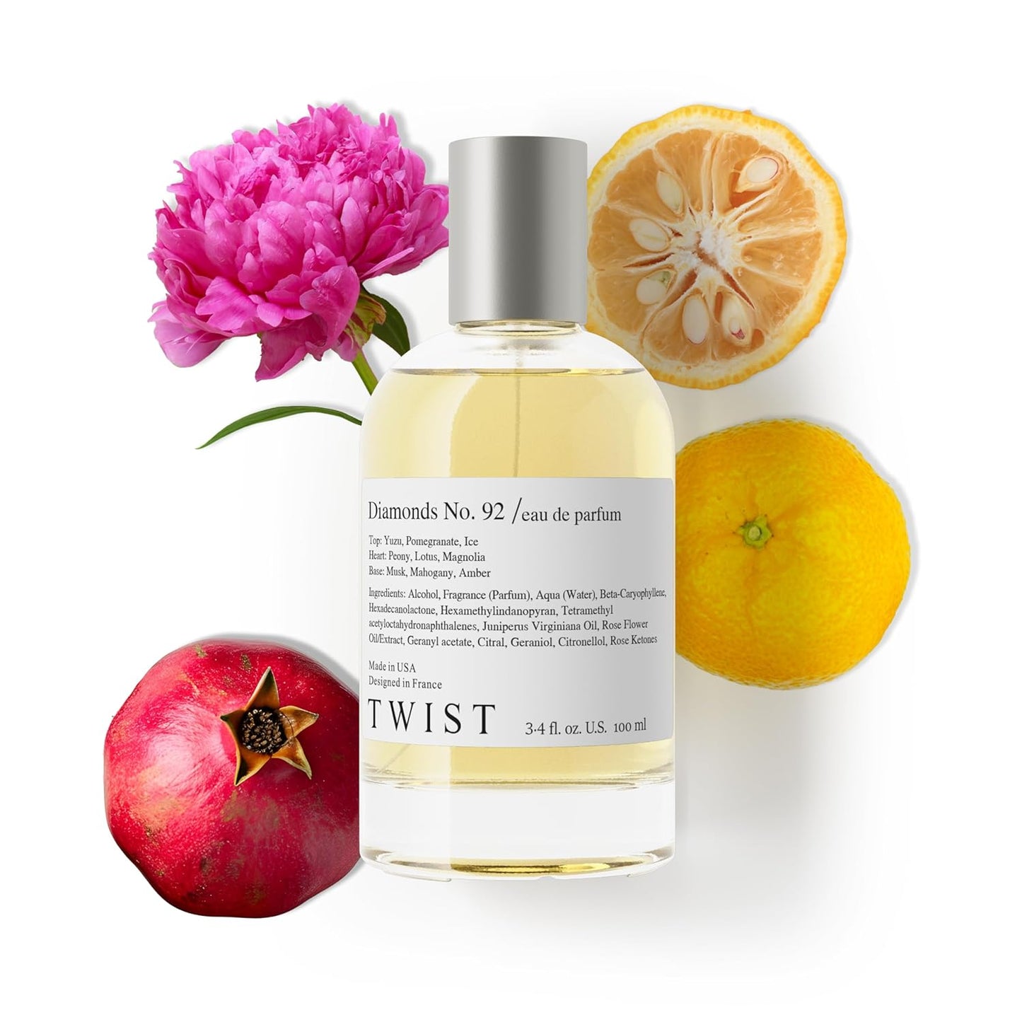 Twist Diamonds No. 92 - Eau De Parfum Inspired by Ver. Bright Crystal EDP, Long-Lasting Perfume For Women, Fruits & Magnolia, Clean Ingredients, Fragrance - Spray 100 ml | 3.4 fl. oz.