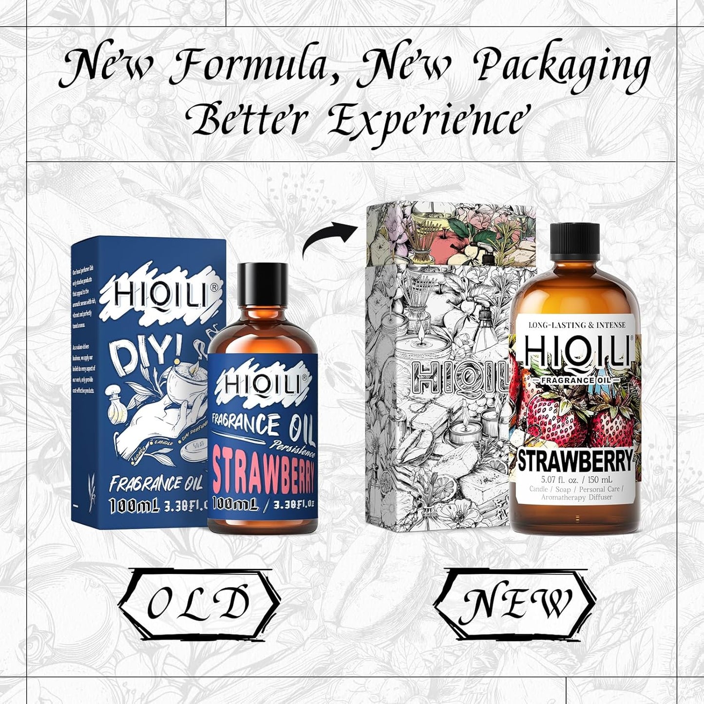 HIQILI Strawberry Fragrance Oil for Diffuser Use, Great for Candle, Soap, Body Butter Making, DIY Fruity Scent Perfume - 5.07 Fl Oz