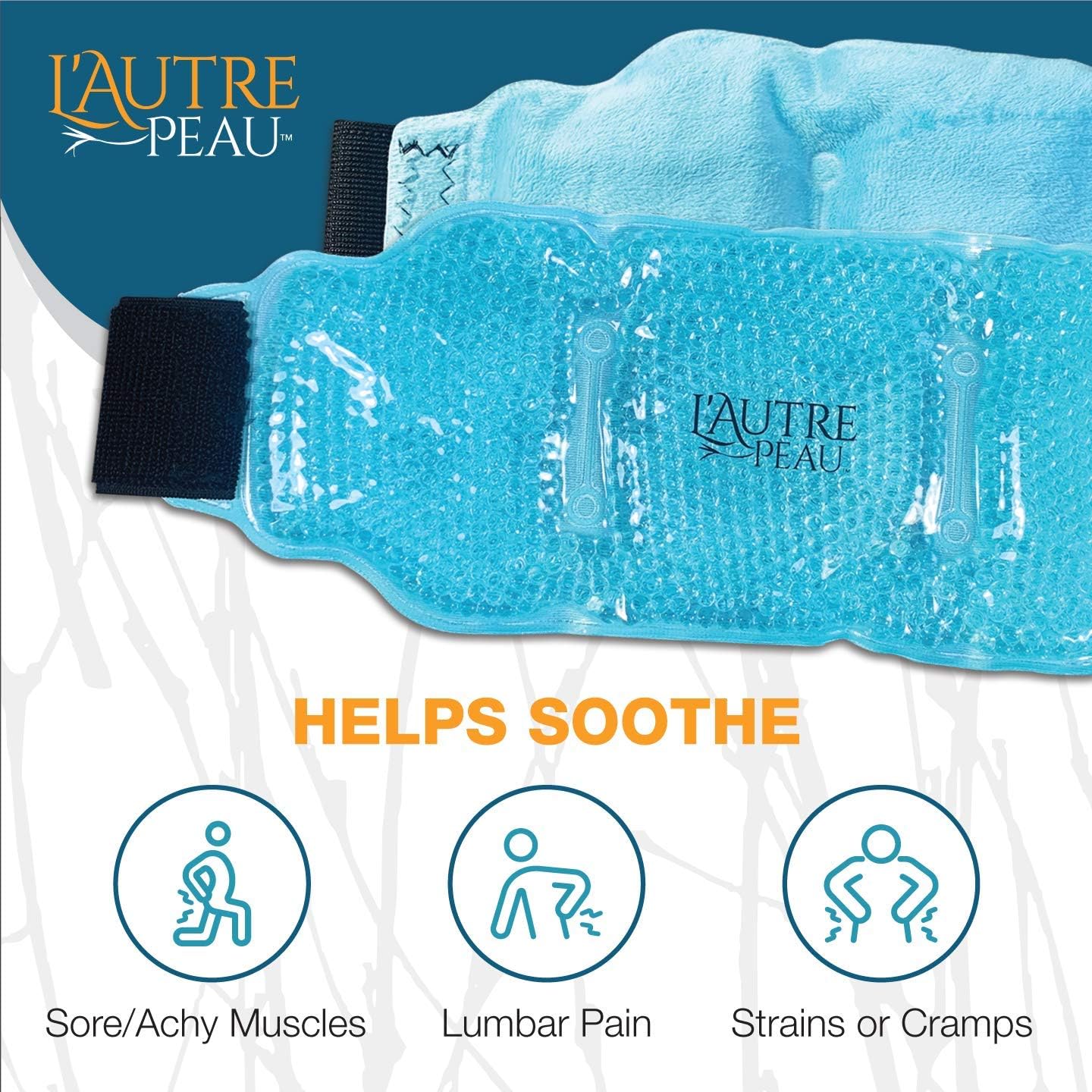 USA Merchant | Hot/Cold Plush Lower Back Gel Bead Wrap | Freeze Therapeutics by L'AUTRE PEAU | Relief for Tension, Injuries, Swelling, Aches, Bruises, Muscle Pain, Stress Relief, Strain & Stiffness