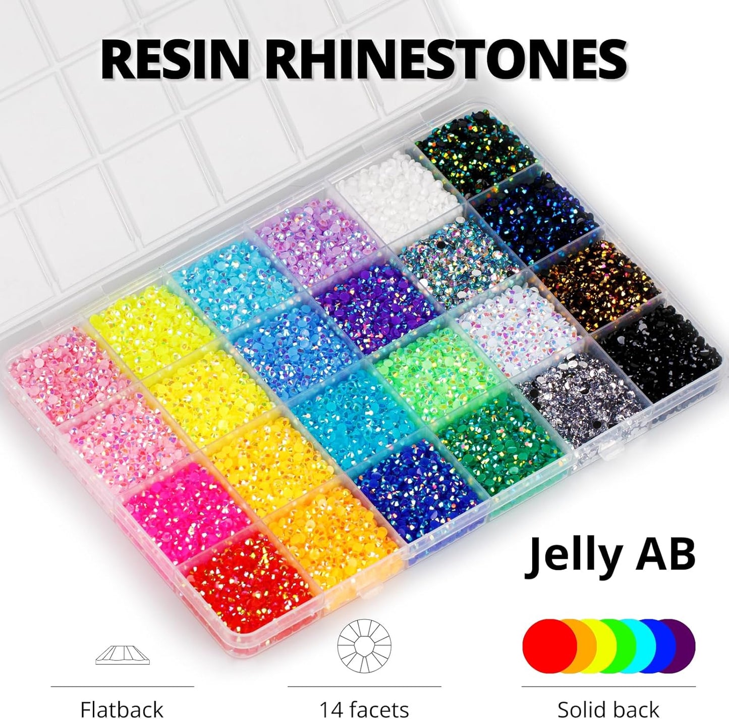 16000Pcs Resin Jelly Rhinestones for Bedazzling Crafting, Multi Colored 4mm Flatback Gems for Clothing Crafts Shoes t Shirts, Flat Back Assorted Color Bedazzled Jewels Crystals with 3X10ml b 7000 Glue
