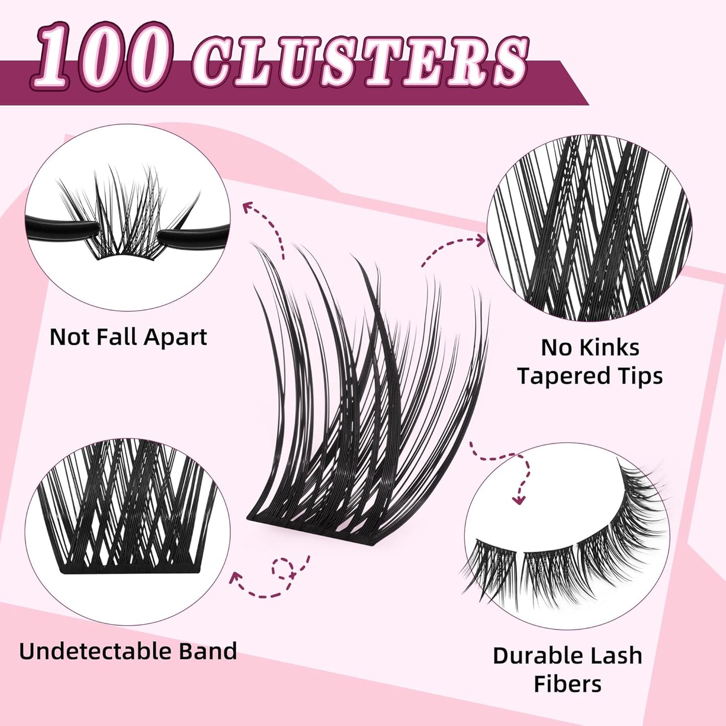 Lash Clusters Kit 10-18mm D Curl Clusters Eyelash Extensions Kit False Eyelash Clusters DIY Eyelash Extensions Individual Cluster Lashes U17 Lash