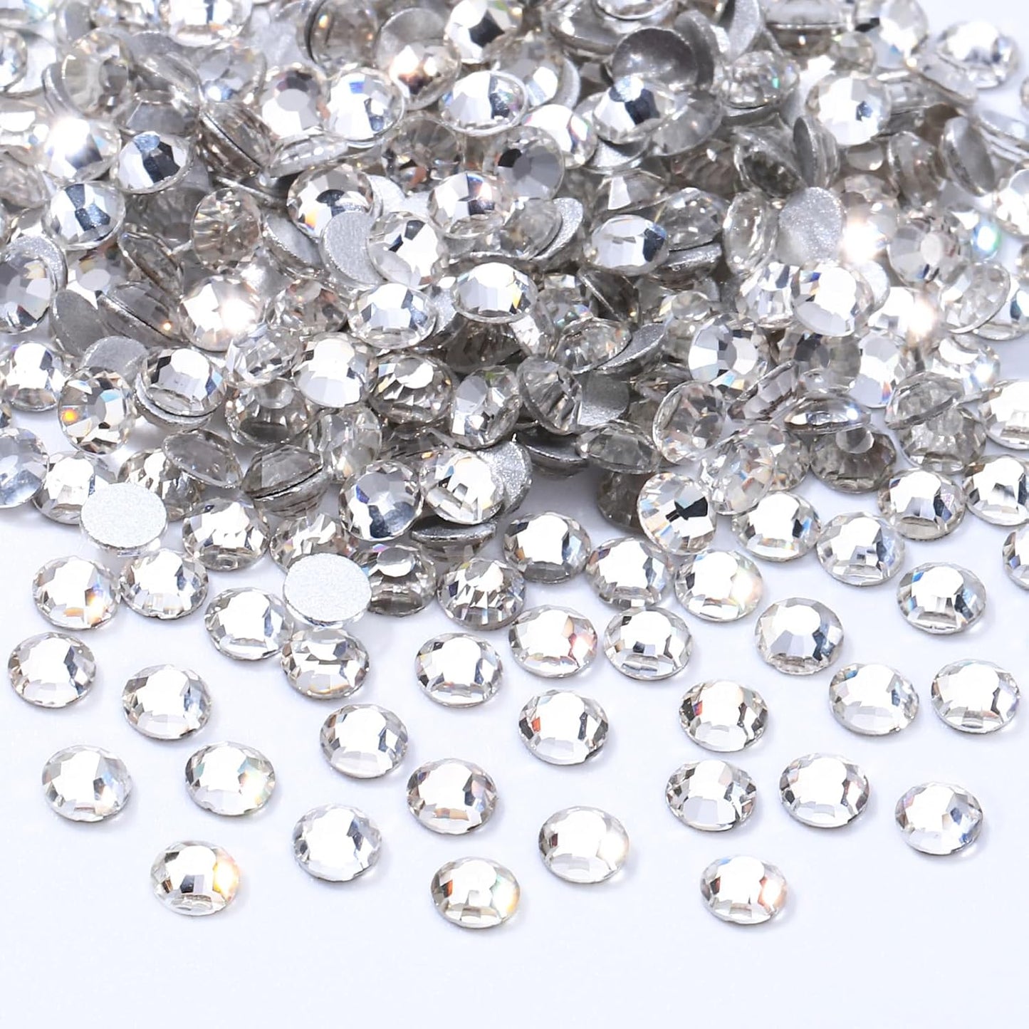Crystal Clear Flatback Rhinestones, Glass Rhinestones for Nail Art and Craft, Glue Fix, Loose Crystal Gemstones(Crystal, SS3, 2880pcs, 1.3-1.4mm)