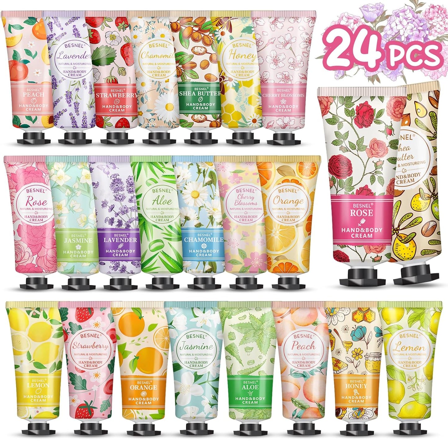 24 Pack Hand Cream Gifts Set For Women, Mini Hand Lotion Travel Size in Bulk for Dry Cracked Hands, Graduation Gifts, End of Year Teacher Appreciation Gifts, Thanksgiving Gifts, Party Favors