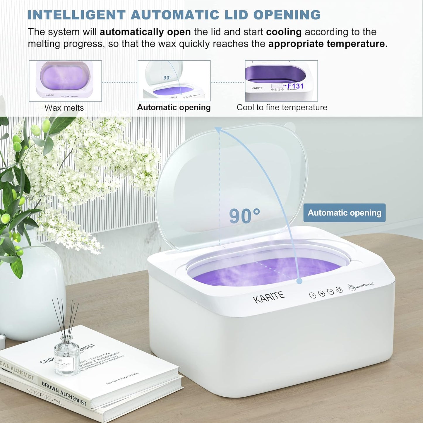 KARITE Paraffin Wax Machine for Hands and Feet with Auto Open Lid, Paraffin Bath,20Min Fast Wax Meltdown, Precision Temperature Control, 4500ml Paraffin Warmer with 8Pack Refills