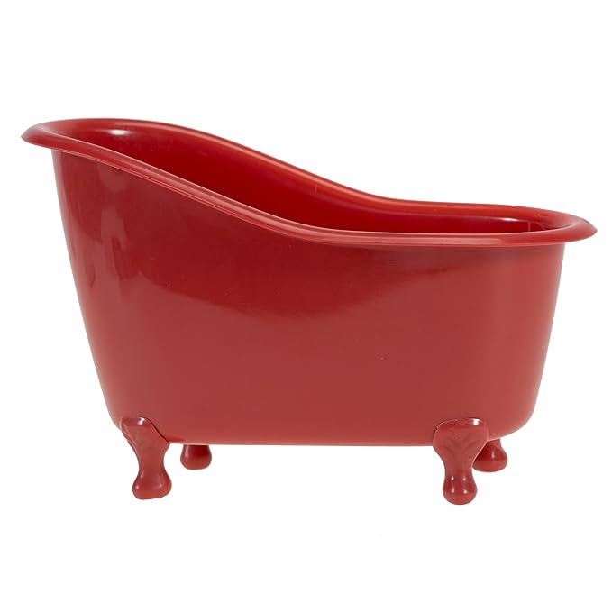 Red Pomegranate Home Spa Bath Basket - Bath & Body Set For Women - Contains Shower Gel, Bubble Bath, Body Lotion, Pomegranate Bath Salt & Pouf in Red Tub