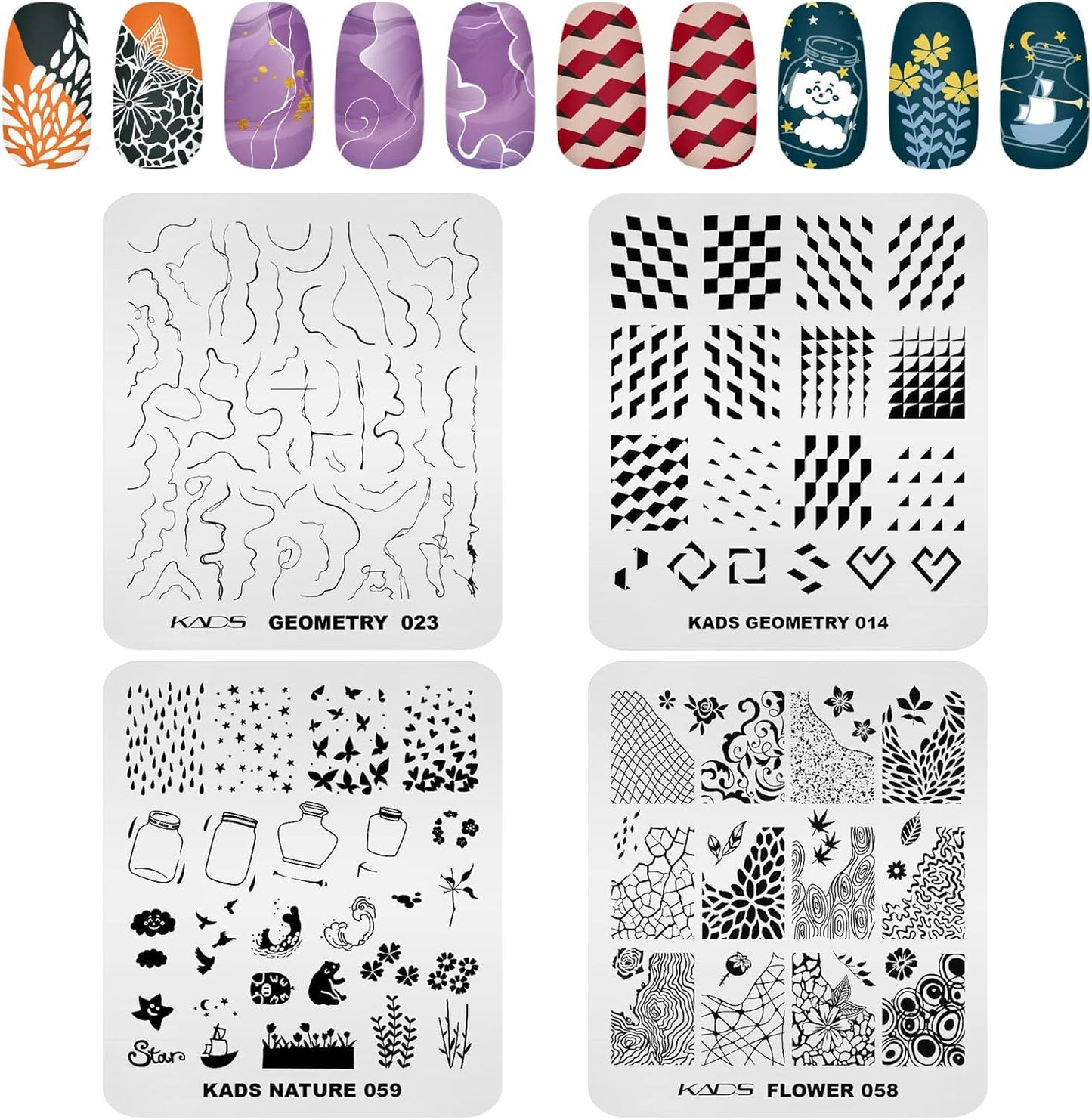 KADS 20pcs Nail Stamp Plates set Nails Art Stamping Plates Leaves Flowers Animal Nail plate Template Image Plate (20Pcs + Stamper)