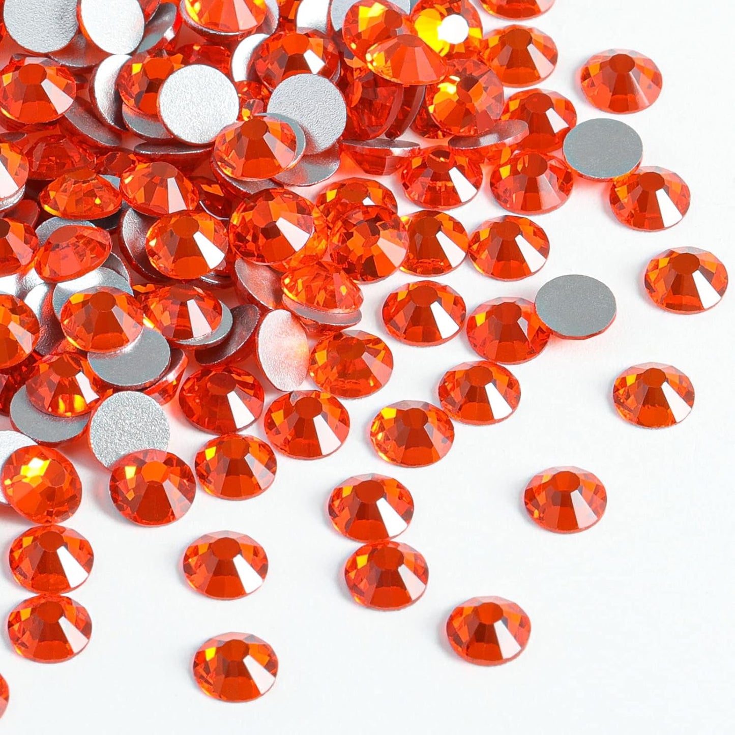 beadsland Flat Back Crystal Rhinestones Round Gems, Orange (4.6-4.8mm) SS20/1440pcs