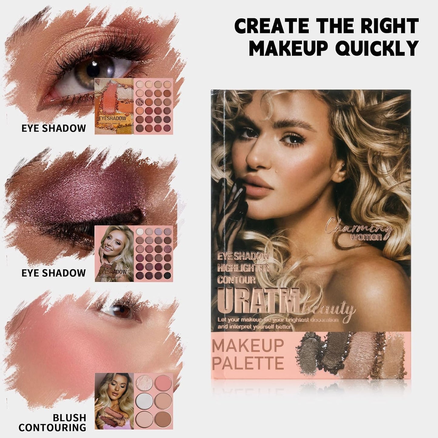 4-Layer Multi - Functional Beauty Book Kit- Style Makeup Palette Ingeniously Combines Eyeshadows, Blushes, Highlighters, Contour Powders In One,Best Choice for A Gift for Women (U150A)