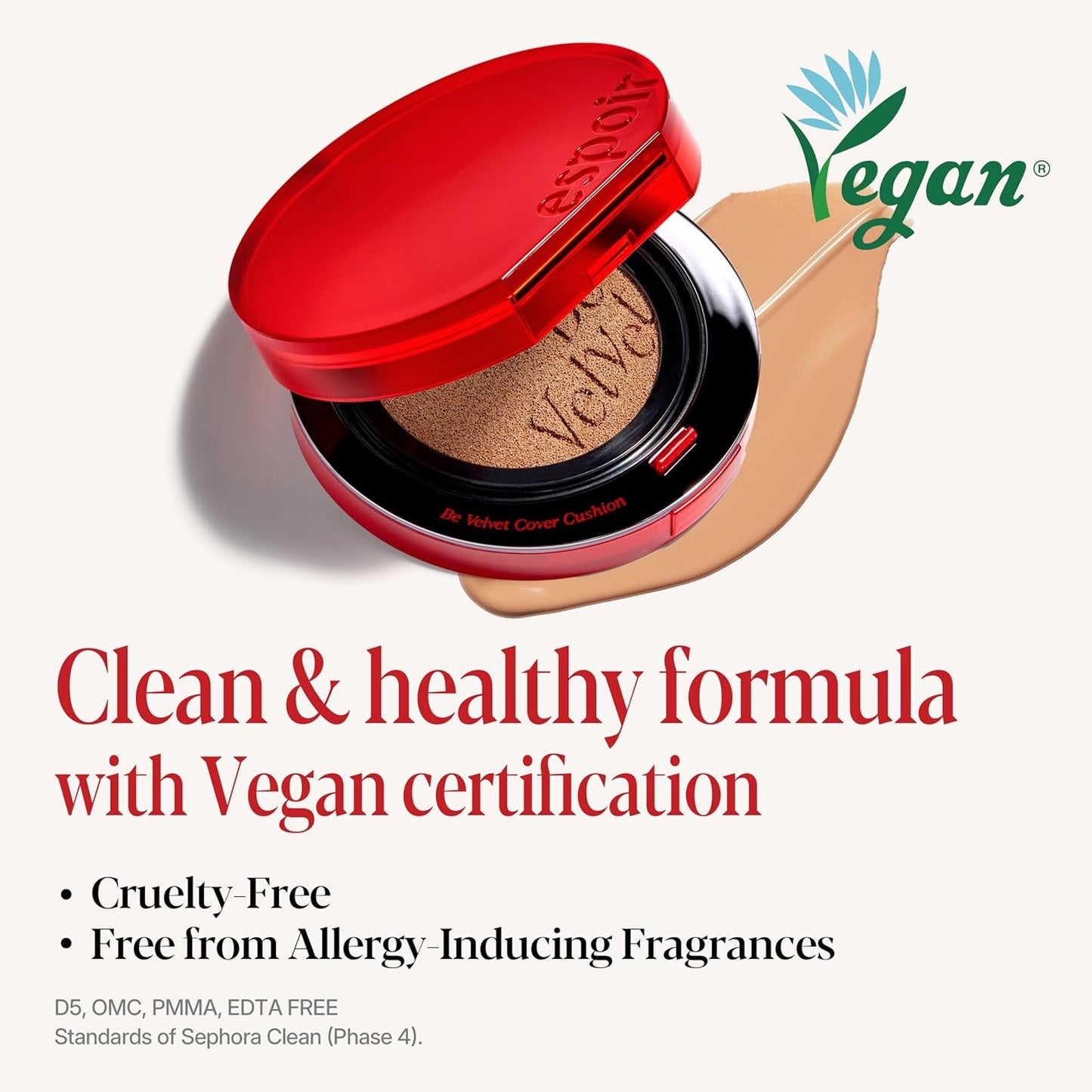 espoir [NEW] Be Velvet Cushion Foundation | Quick and Easy Coverage with Long-lasting Color by Zero Oxidation (#22 Petal, 0.46 Ounce (Pack of 1))