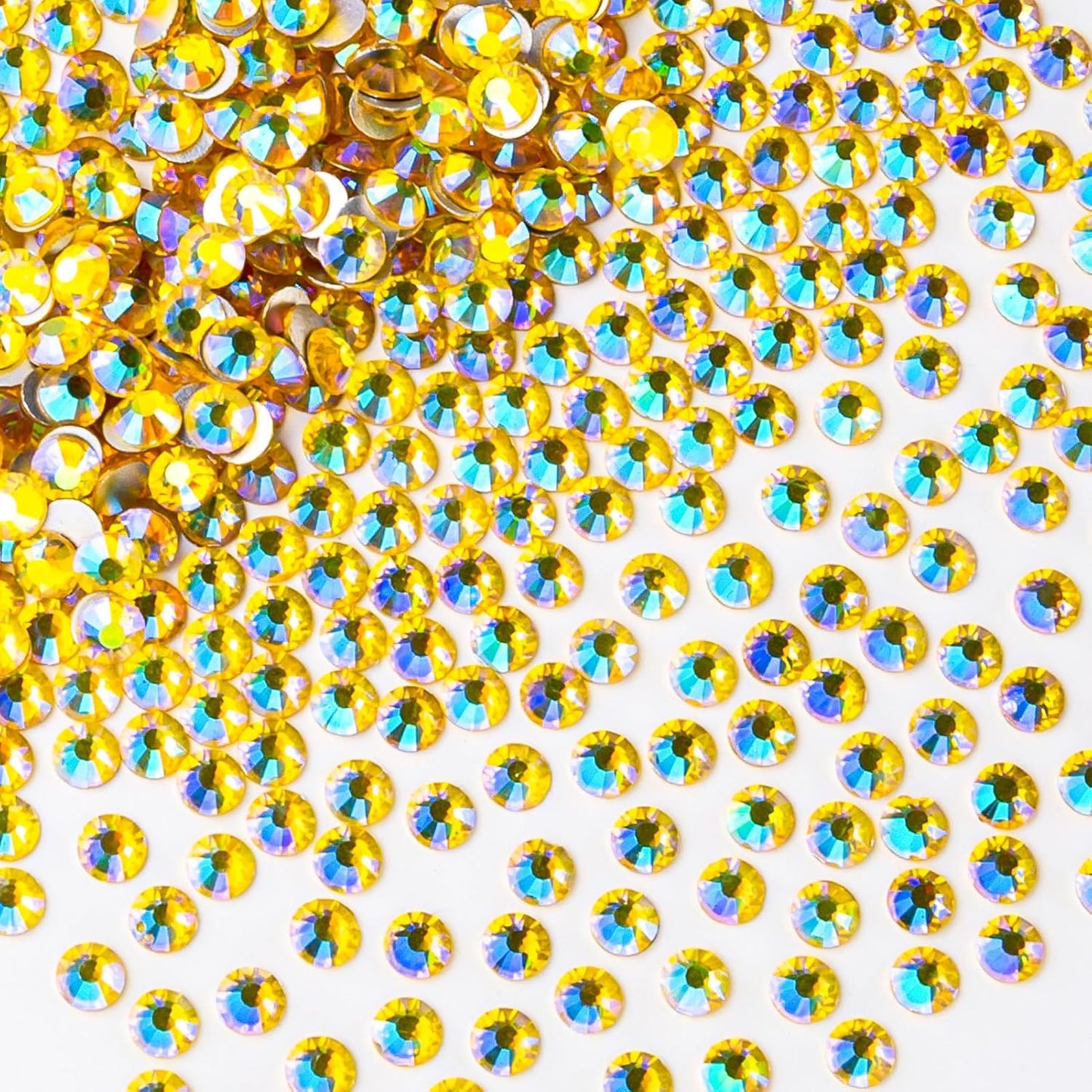 288Pcs Lemon Ab Crystal Rhinestones,Glass Flatback Rhinestones Gemstones for Nail Face Makeup Art Crafts Clothes Decoration -(SS30,6.5mm,Lemon Ab)