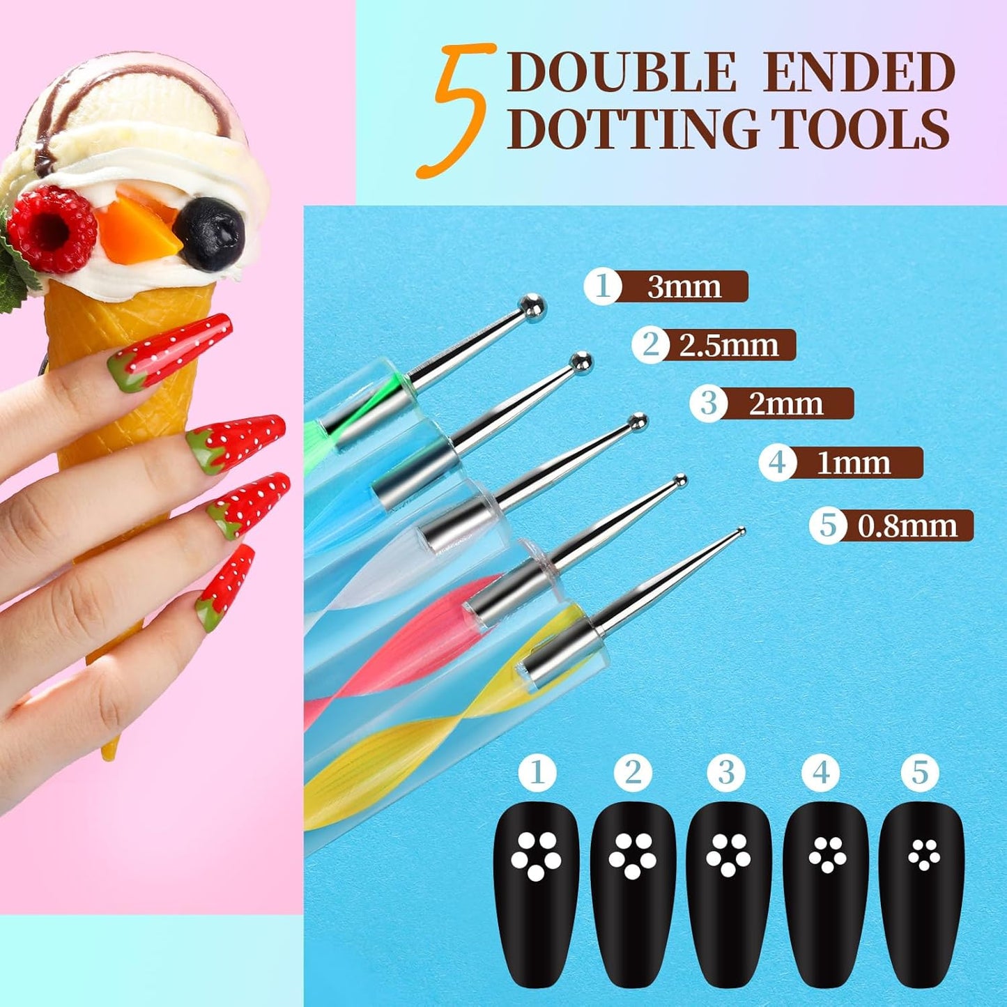 Teenitor Nail Art Brushes Set, Nail Art Tools, Nail Art Kit, Nail Art Supplies, Nail Rhinestones, Nail Accessories For Nail Art