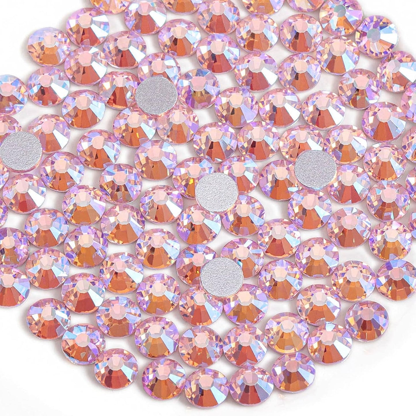 Beadsland 2880pcs Flat Back Crystal Rhinestones Round Gems for Nail Art and Craft Glue Fix,Light Pink AB,SS4,1.5-1.7mm