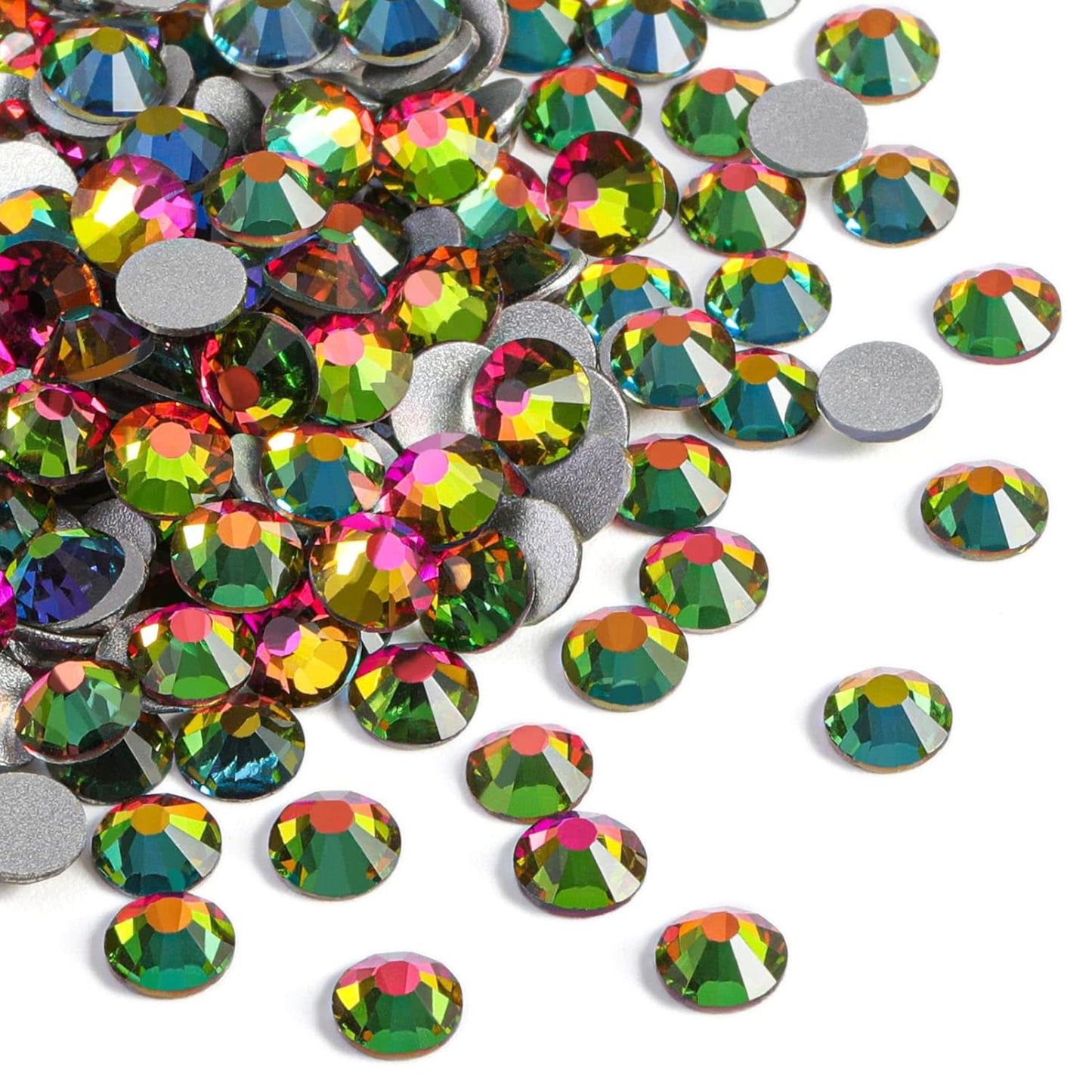 beadsland Flat Back Crystal Rhinestones Round Gems, Rainbow (2.7-2.8mm) SS10/1440pcs
