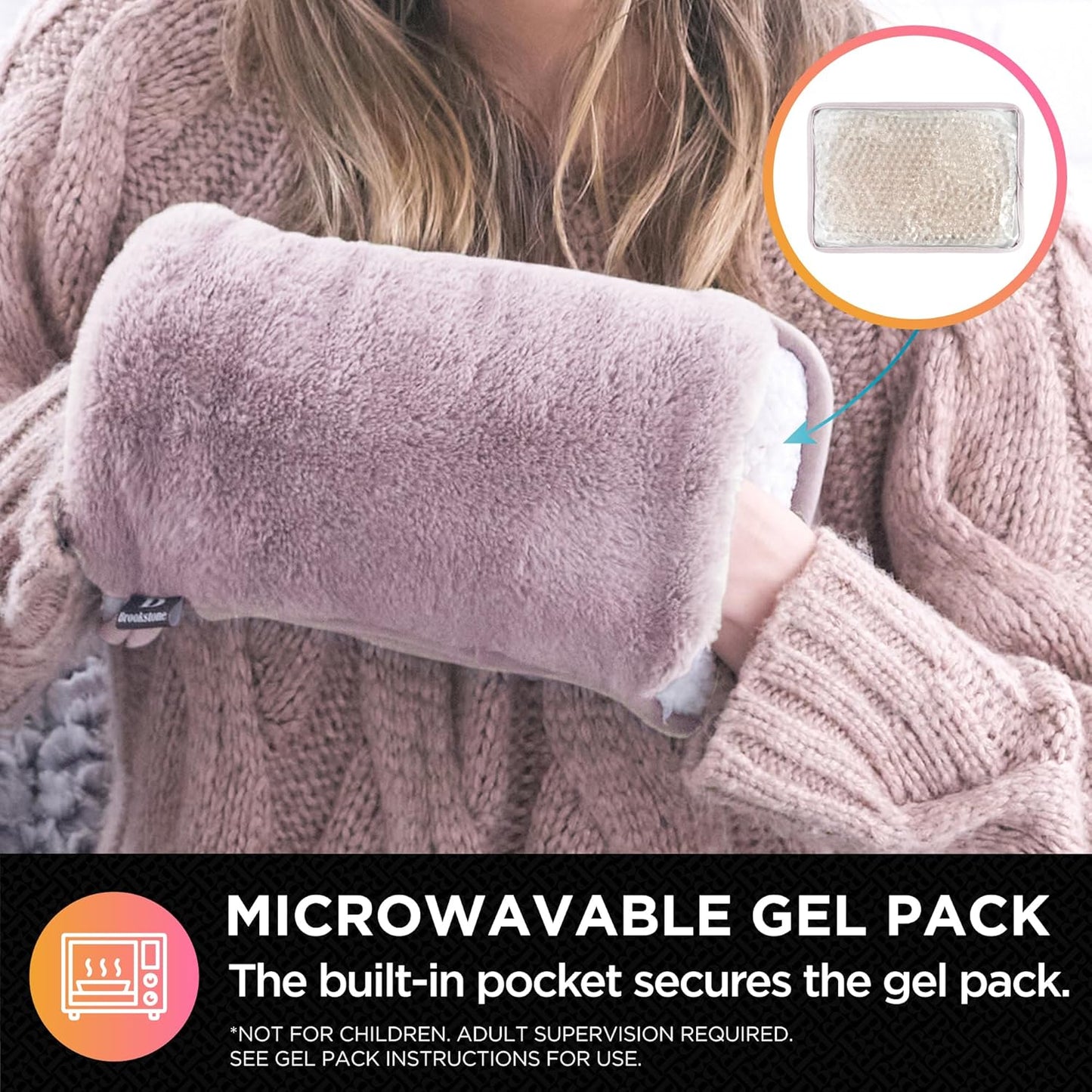 Brookstone Faux Fur Hand Warmer | Soothe Cold Hand Muff with Microwavable Gel Pack for Long Lasting Heat | Cozy Sherpa & Plush Lining for Ultimate Comfort | Hand Muffs for Women & Men