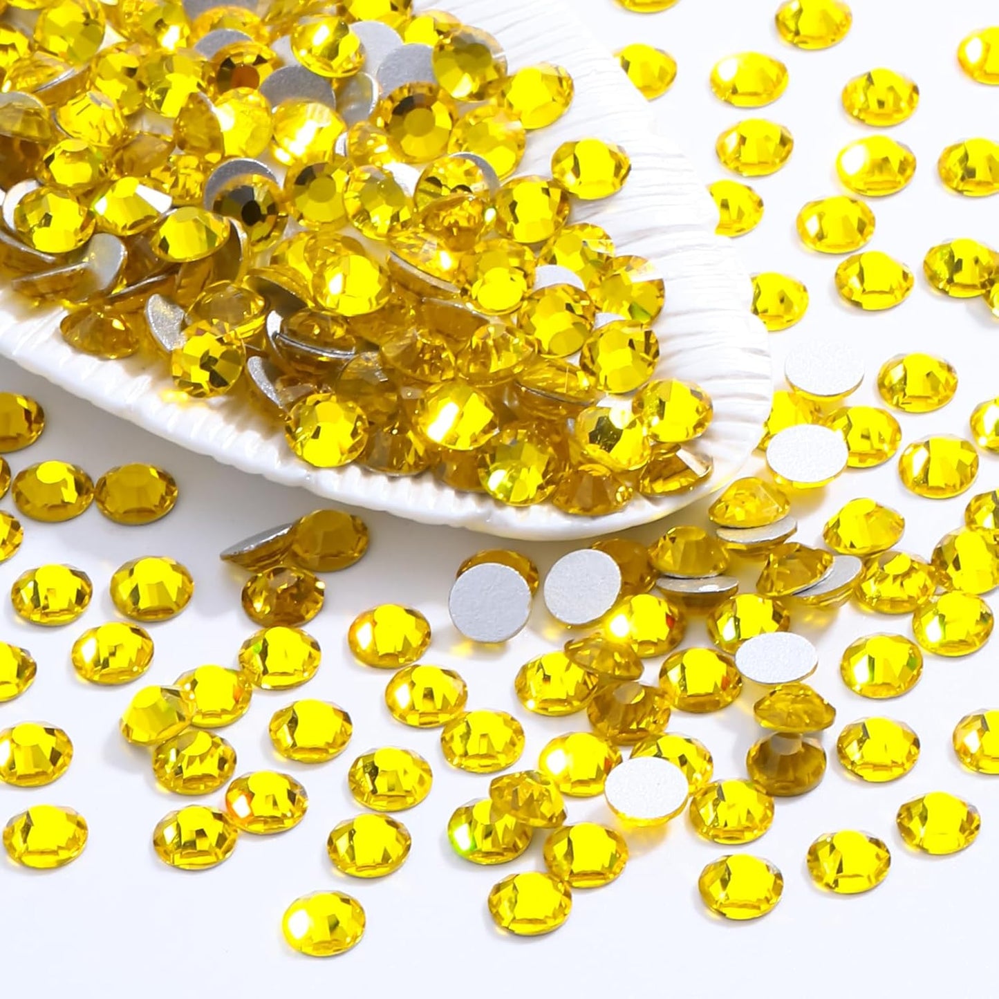 Citrine Flatback Rhinestones, Glass Rhinestones for Nail Art and Craft, Glue Fix, Loose Crystal Gemstones(Yellow, SS30, 288pcs, 6.4-6.6mm)