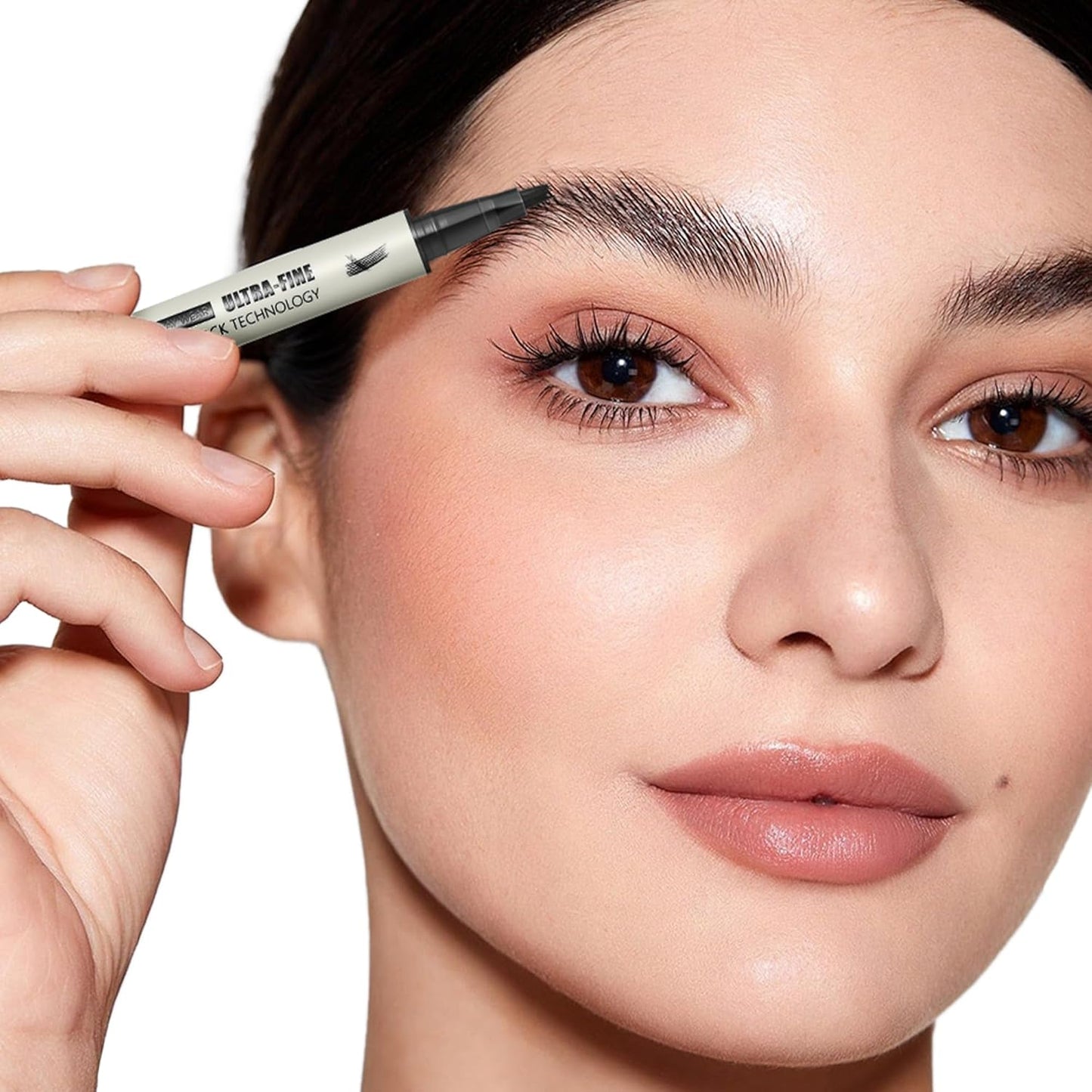 2 Pack Microblading Eyebrow Pen and Brow Tint for Women with Angled Brush & Dip to Effortlessly Create Natural Hair Like Brows, Waterproof Fast Eye Brow Makeup Pencil, Last All Day (Dark Brown)