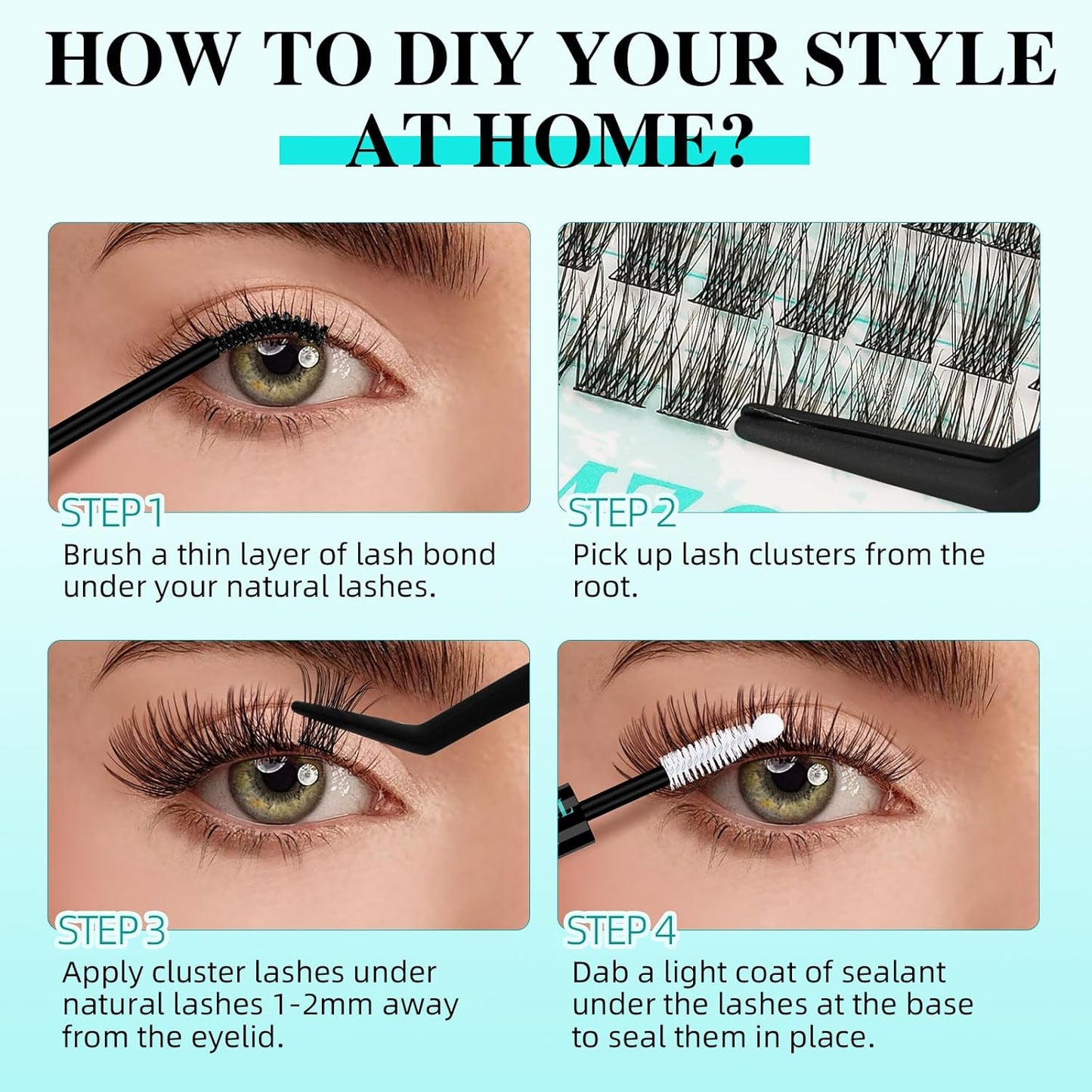 Lash Clusters Wispy 144PCS Eyelash Extension Cluster Lashes Individual Lashes DIY Lash Extension Natural Look Cluster Eyelash Extensions False Eyelashes at Home for Beginners(Daybreak,D-Mix8-16mm)