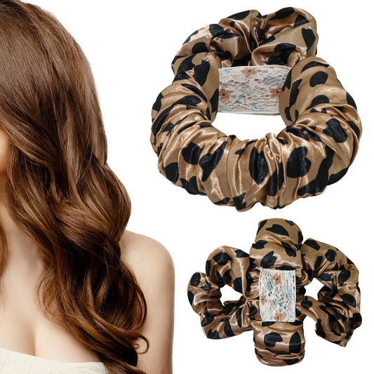 Heatless Hair Curler, Hair Curlers Overnight to Sleep In, Heatless Curling Scrunchie for Women Soft Silk Lazy Rollers Headband for Long Hair Overnight (Leopard print color, 1PCS)