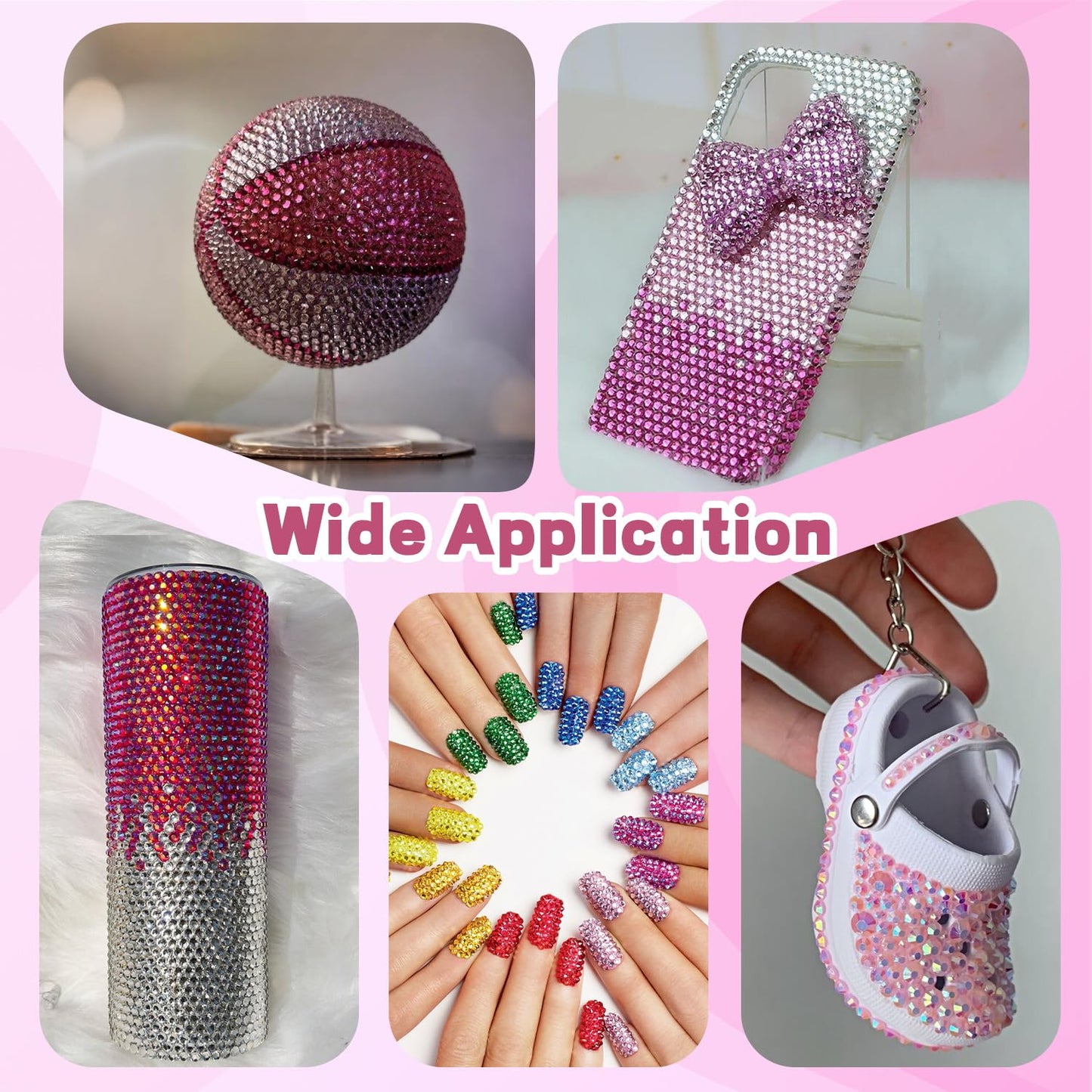 20000Pcs Pink Rhinestones for Bedazzling with 3Pcs B7000 Jewelry Glue, Resin Rhinestones for Crafting Crafts，Bedazzler Kit Flatback Gems for Clothing Shoes Tumblers Nail Art