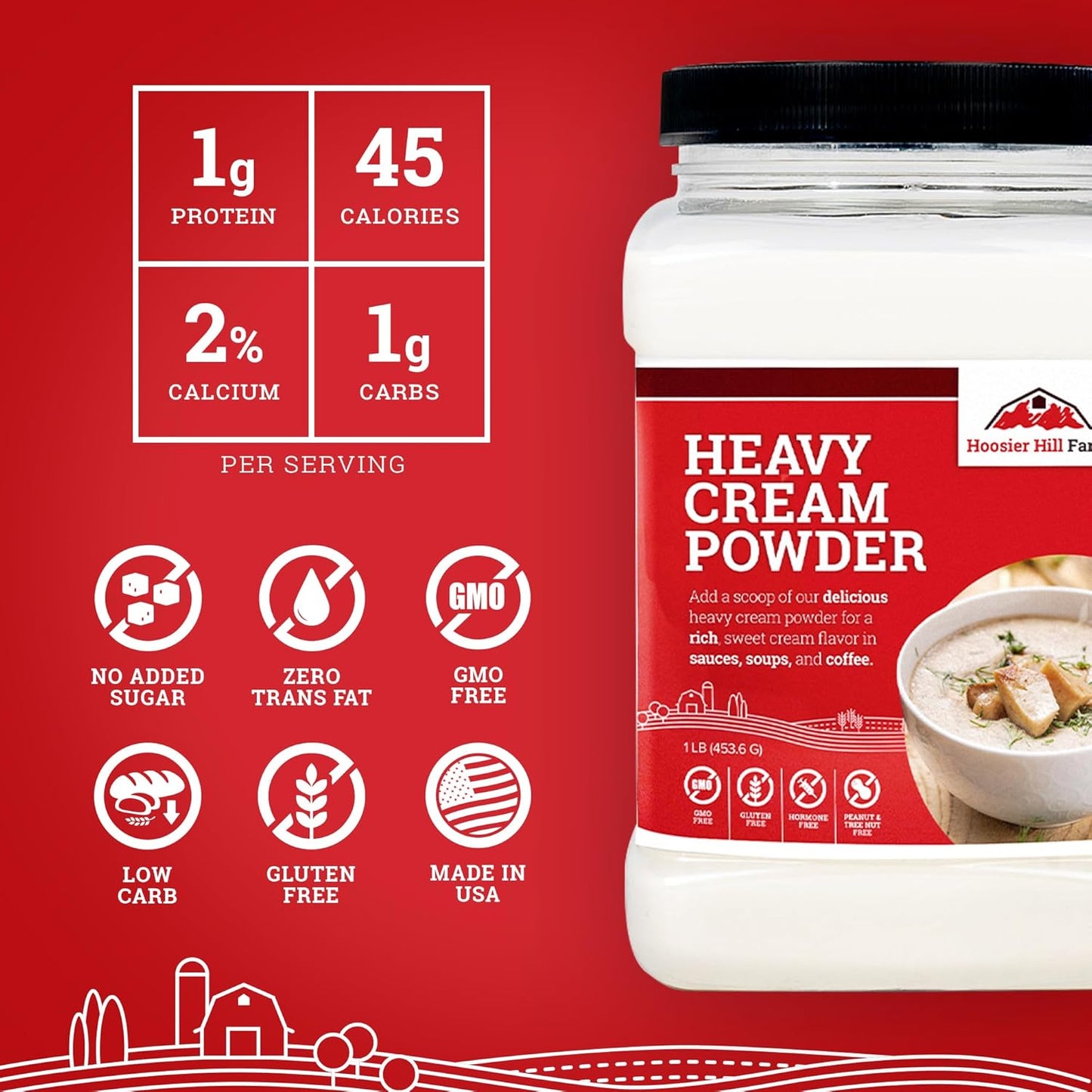 Hoosier Hill Farm Heavy Cream Powder, 1LB (Pack of 1)