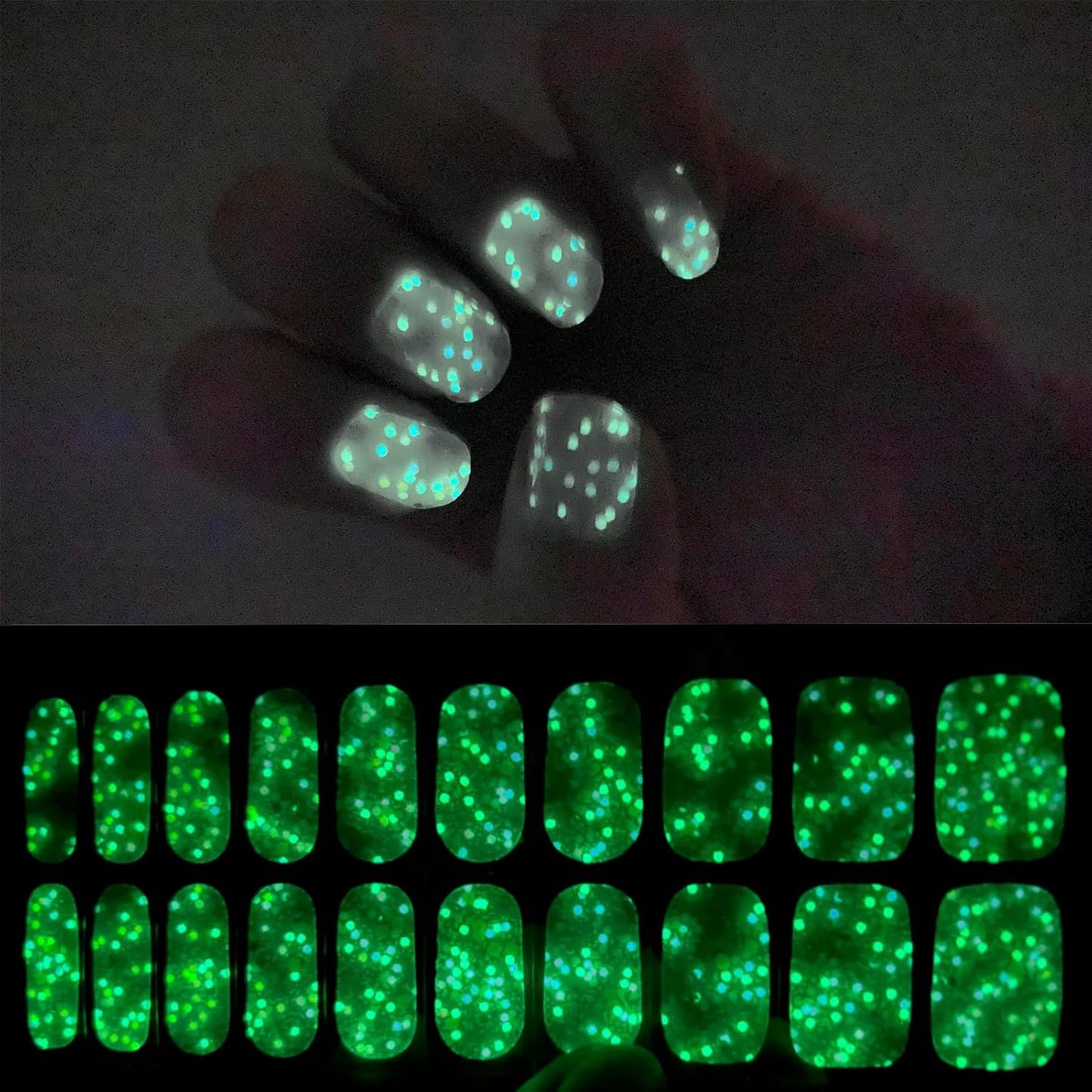 Semi Cured Gel Nail Strips, 20 pcs Nail Wraps, Glaze Stickers, Salon Quality French Manicure, Full Decal Gel Polish Strips, Long Lasting SCG, Easy on, UV Required (Mint Sprinkles)