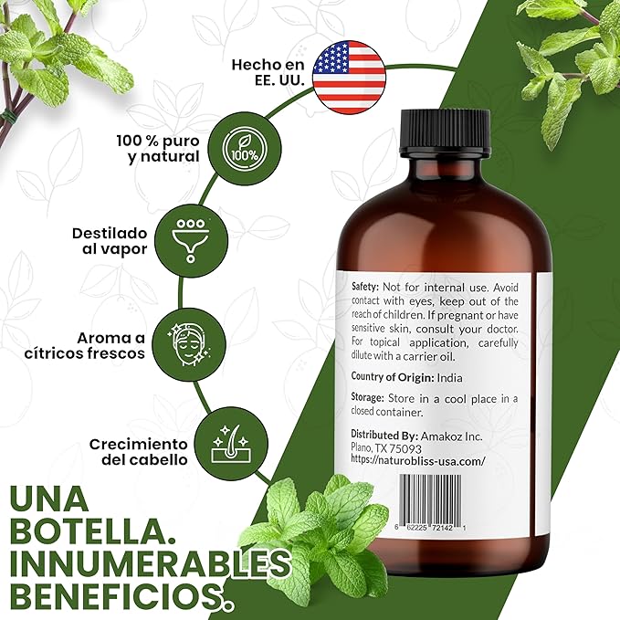 Naturopathy Peppermint Essential Oil, Natural Therapeutic Grade, Premium Quality Peppermint Oil, 4 fl. Oz - Perfect for Aromatherapy and Relaxation