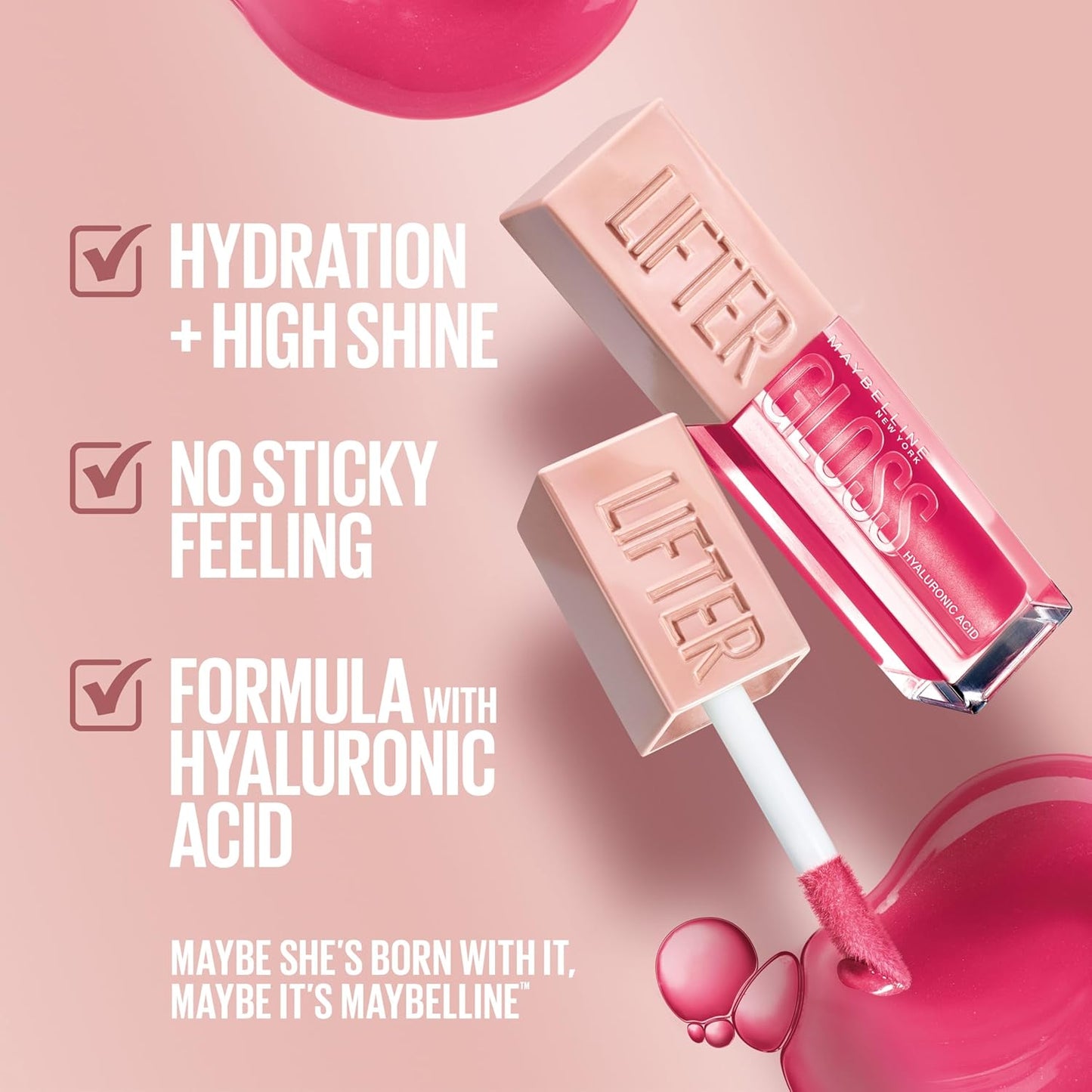 Maybelline Lifter Gloss, Hydrating Lip Gloss with Hyaluronic Acid, Sun, Clear Neutral, 0.18 Ounce