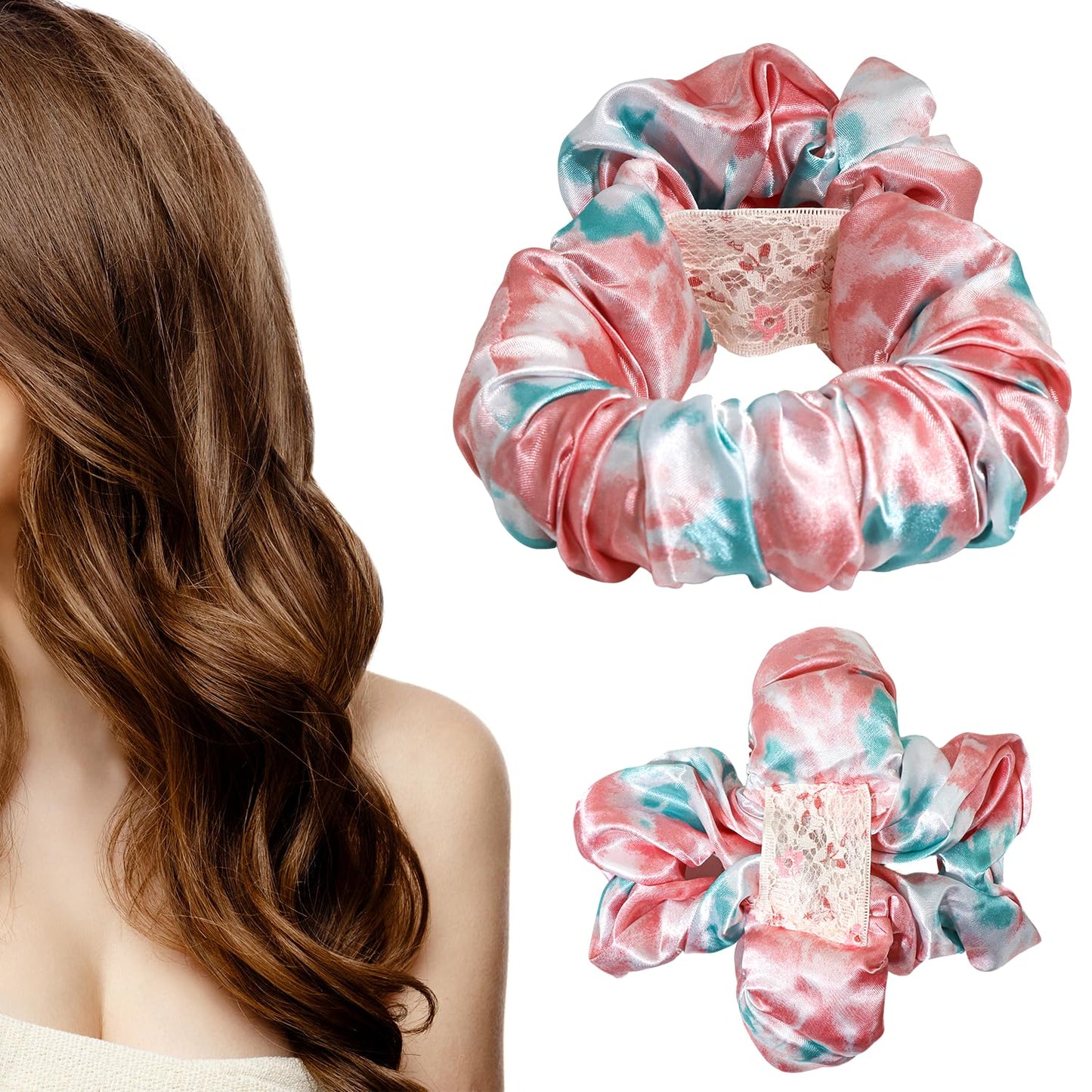 Heatless Hair Curler, Hair Curlers Overnight to Sleep In, Heatless Curling Scrunchie for Women Soft Silk Lazy Rollers Headband for Long Hair Overnight (Rainbow, 1PCS)