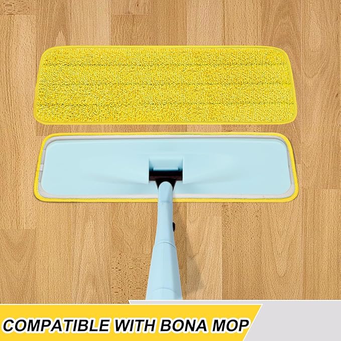 16.5 inch Reusable Mop Pads Microfiber Spray Mop Replacement Heads for Wet/Dry Mops Compatible with Bona Floor Care System (5 Pack)