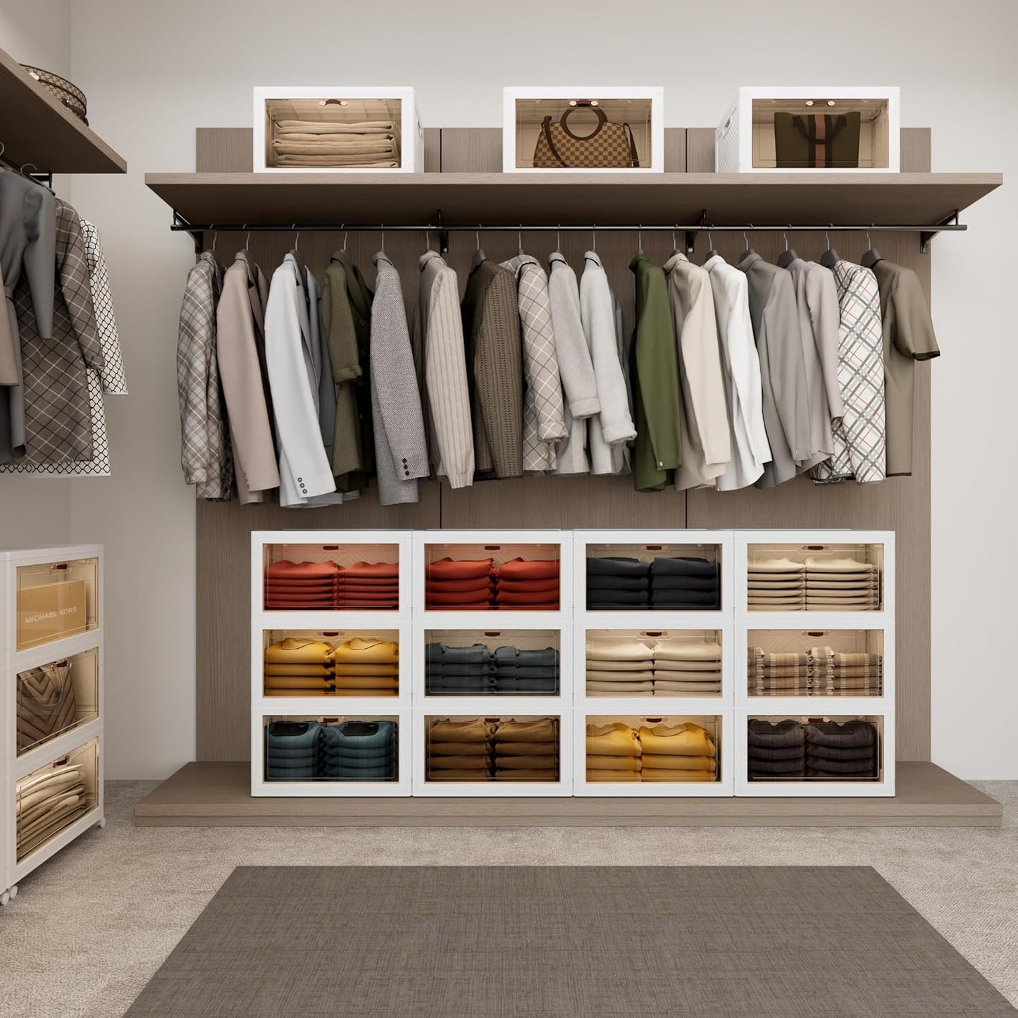 JOYMOOP 198 Qt Stackable Storage Bins with Lids, Closet Organizers and Plastic Storage Drawers for Home, 3 Pack Cubes