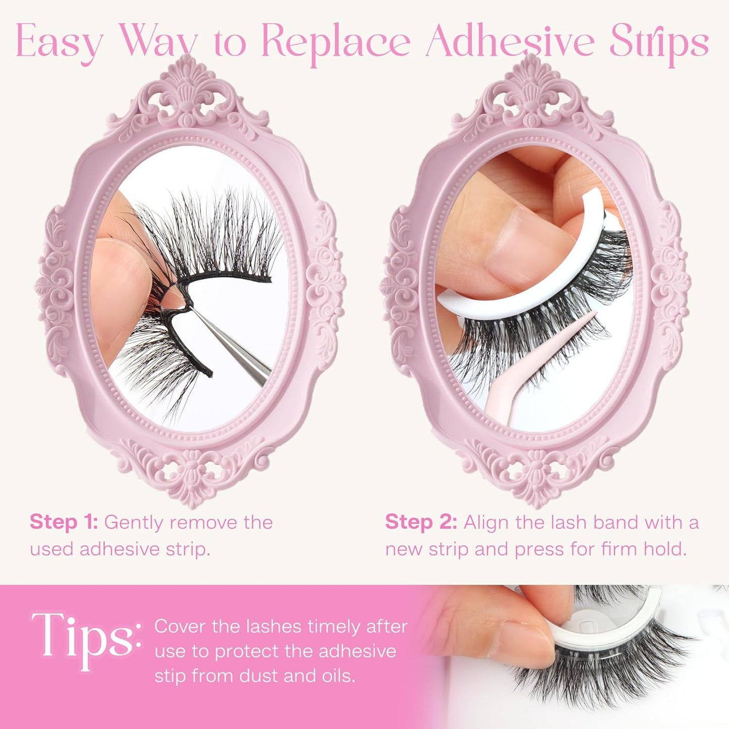 CALAILIS Self Adhesive Eyelashes 5 Pairs Natural Look Press On Lashes No Glue Need Eyelashes Reusable Cat Eye Wispy Self-adhesive False Lashes with Replacement Adhesive Strips (C122)