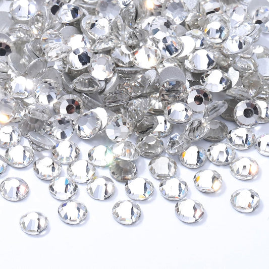 Crystal Clear Flatback Rhinestones, Glass Rhinestones for Nail Art and Craft, Glue Fix, Loose Crystal Gemstones(Crystal, SS12, 2880pcs, 2.9-3.0mm)