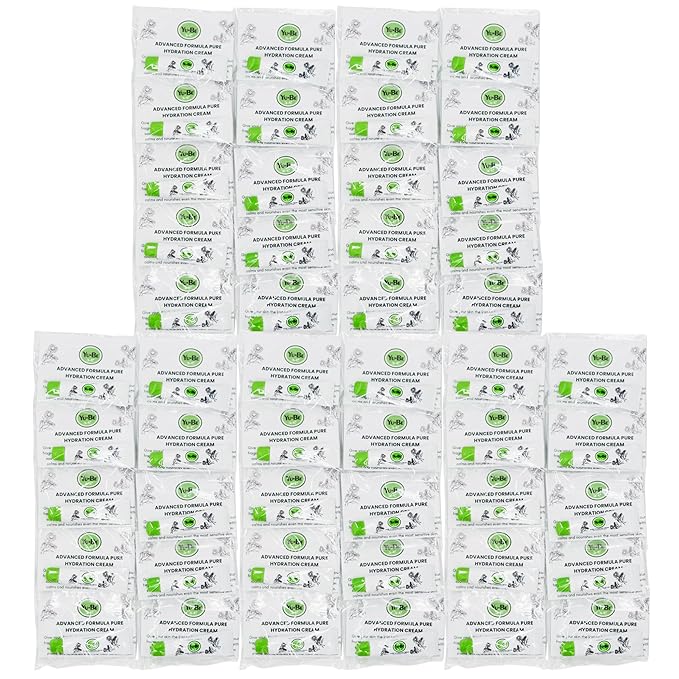 Yu-Be Advanced Formula Pure Hydration Cream Samples (50 Pack) – Fragrance-Free Hand & Body Moisturizer for Dry, Sensitive-Prone Skin – Glycerin-Rich, Travel Size (0.10 fl oz Each)