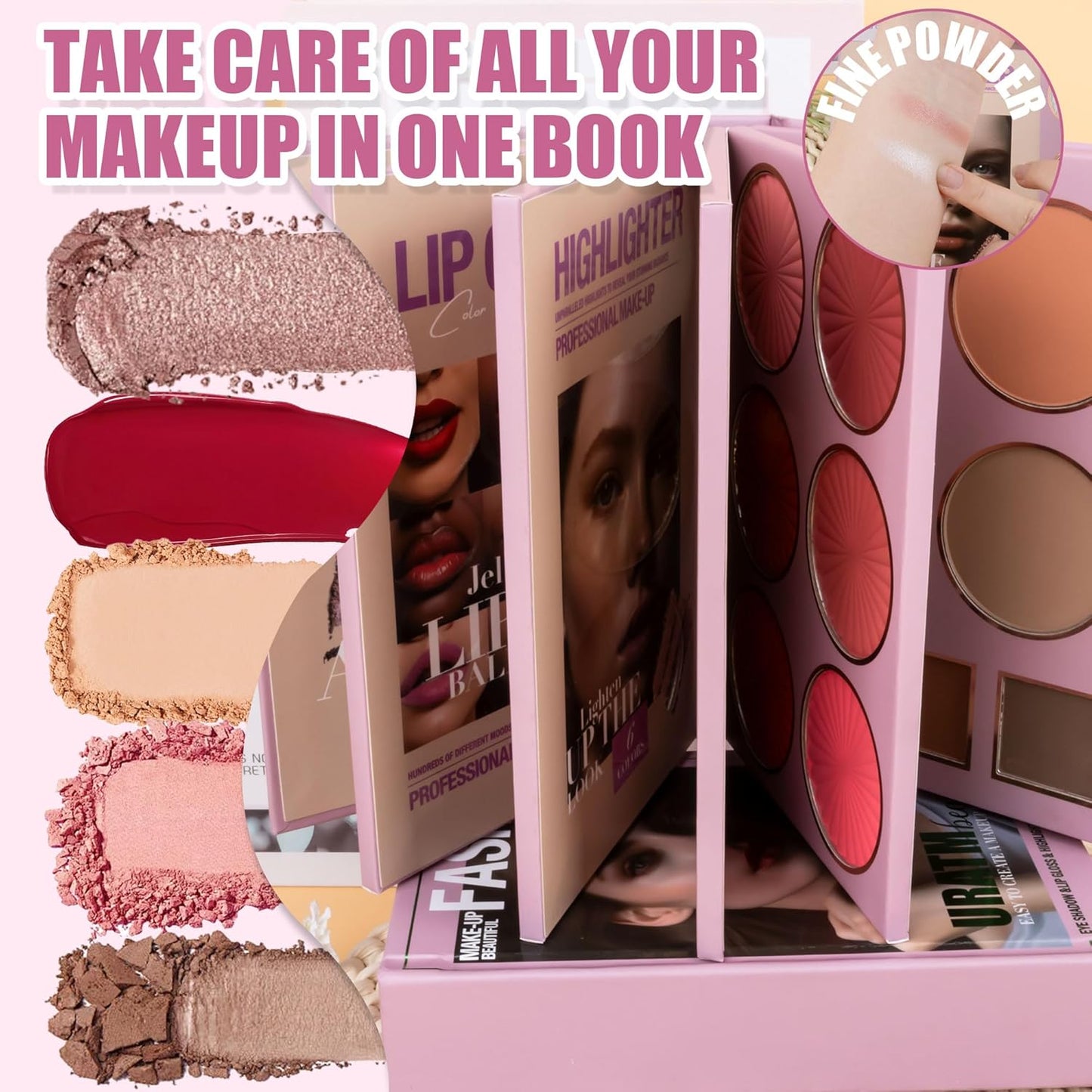 4-Layer Multi - Functional Beauty Book Kit- Style Makeup Palette Ingeniously Combines Eyeshadows, Blushes, Highlighters, Contour Powders In One,Best Choice for A Gift for Women (U201B)