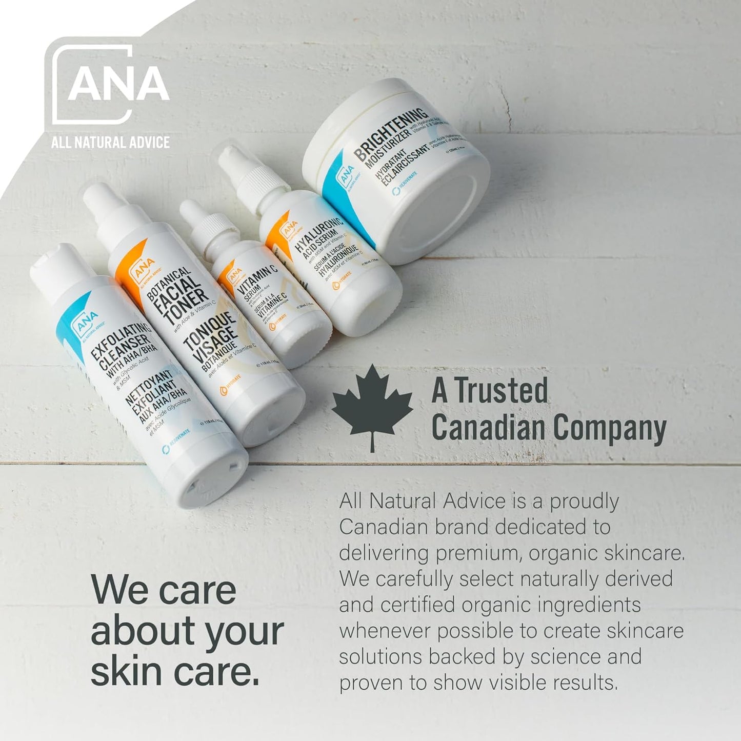 All Natural Advice Vitamin C Serum 30mL | 20% Vitamin C Face Serum Solution with Organic Botanicals, Hyaluronic Acid & Vitamin E | UV-Shielding Glass Bottle with Dropper | Canadian Skin Care