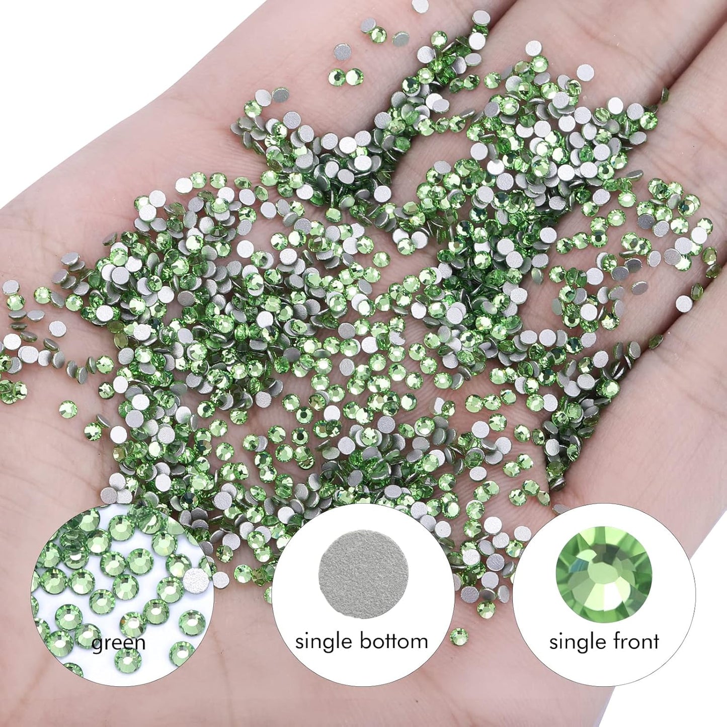 3000Pcs Light Green Crystal Rhinestones,Glass Flatback Rhinestones Gemstones Mini for Nail Face Makeup Art Crafts Clothes Decoration - (SS6,2.0mm,Light Green)