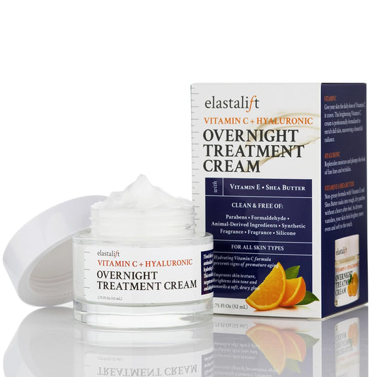 Elastalift Renewing Night Cream | Brightening Vitamin C Cream + Hyaluronic Acid Moisturizer For Face | Oil-Free Overnight Correcting Facial Treatment Night Lotion | Skin Care Face Cream, 1.75 Fl Oz