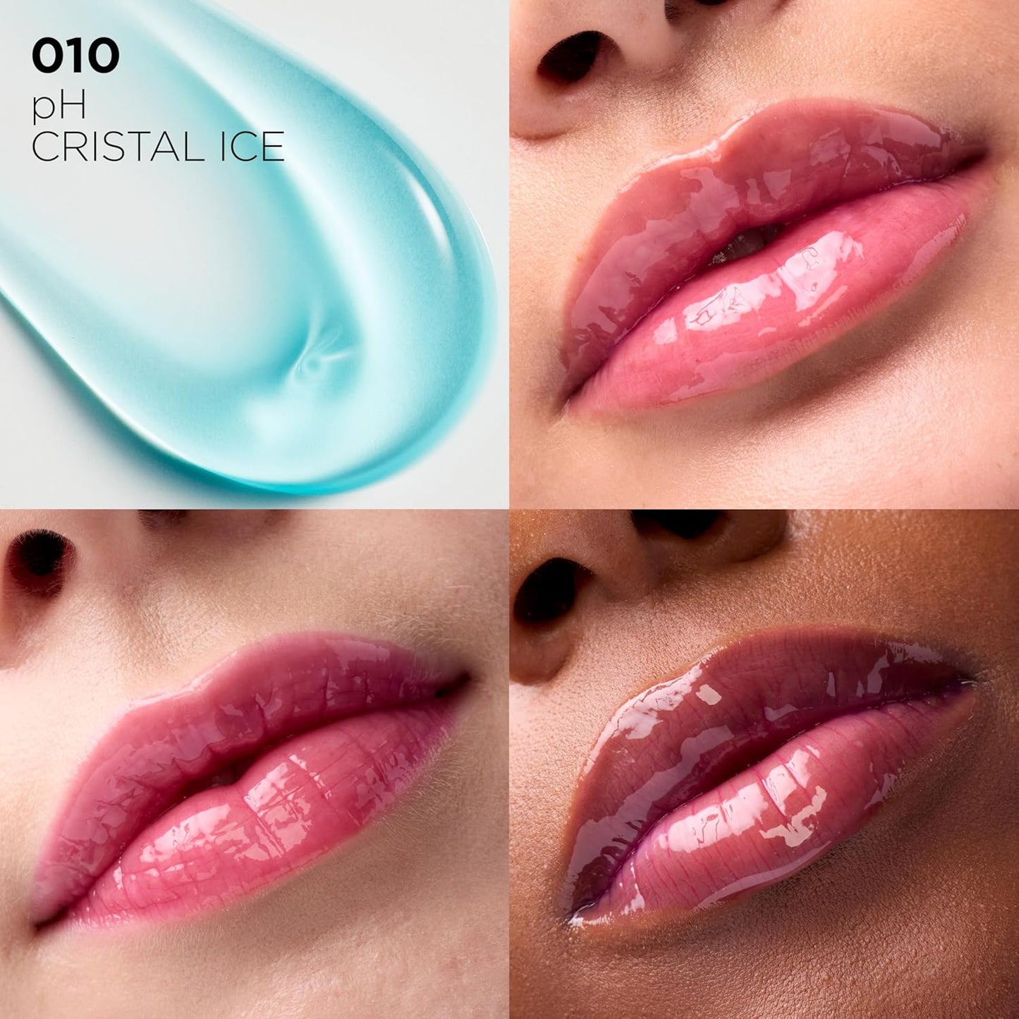 L'Oreal Paris Plump Ambition pH Hyaluron Lip Oil, Color Shifting Lip Tint with 24HR Hydration, Volumizing Shine and Lasting Color, 010 pH Cristal Ice