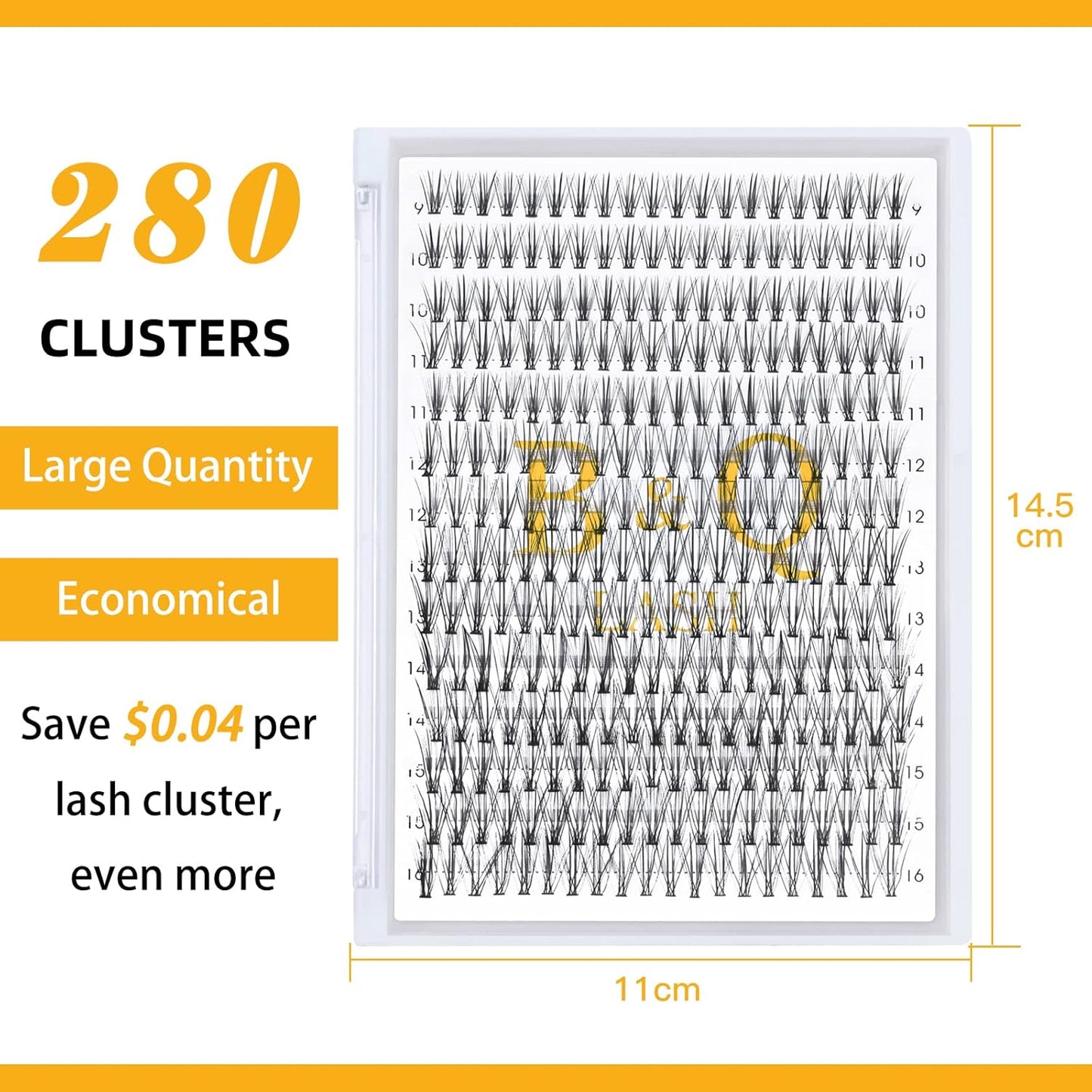 B&Qaugen Lash Clusters 10D-C-9-16MIX LASH Individual Lashes 280 Clusters False Eyelash 10D 20D Lash Clusters Extensions Individual Lashes Cluster DIY Eyelash Extensions (10D-C-9-16MIX)